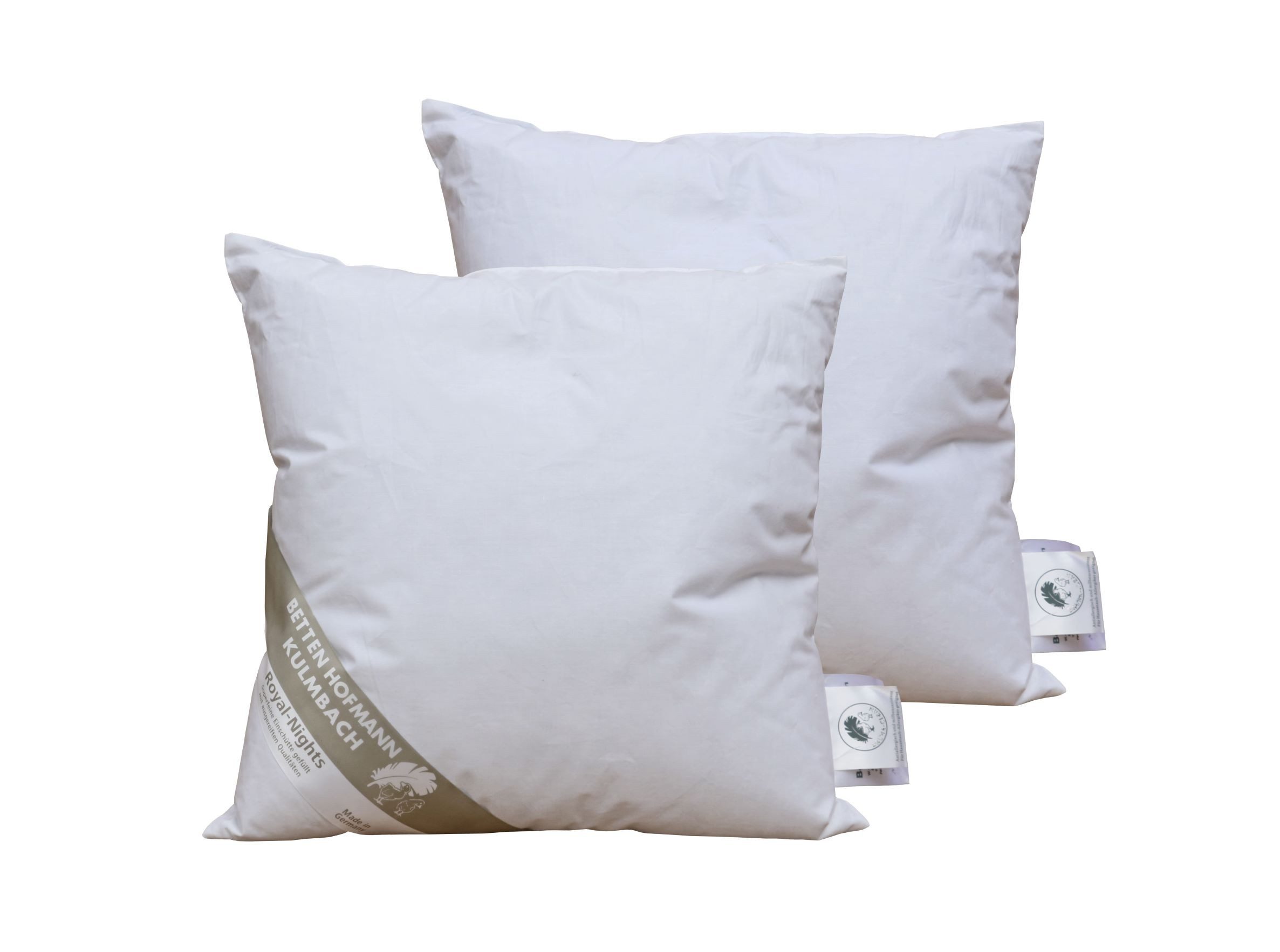 Betten Hofmann Daunenkissen 2 Stück Betten Hofmann Daunenkissen 40x40cm 150g pralles Kuschelkissen, Füllung: 100% Daunen, Bezug: 100% Baumwolle, Seitenschläfer, Bauchschläfer, Rückenschläfer, 2-tlg., weich und kuschelig, prall befüllt, made in Germany