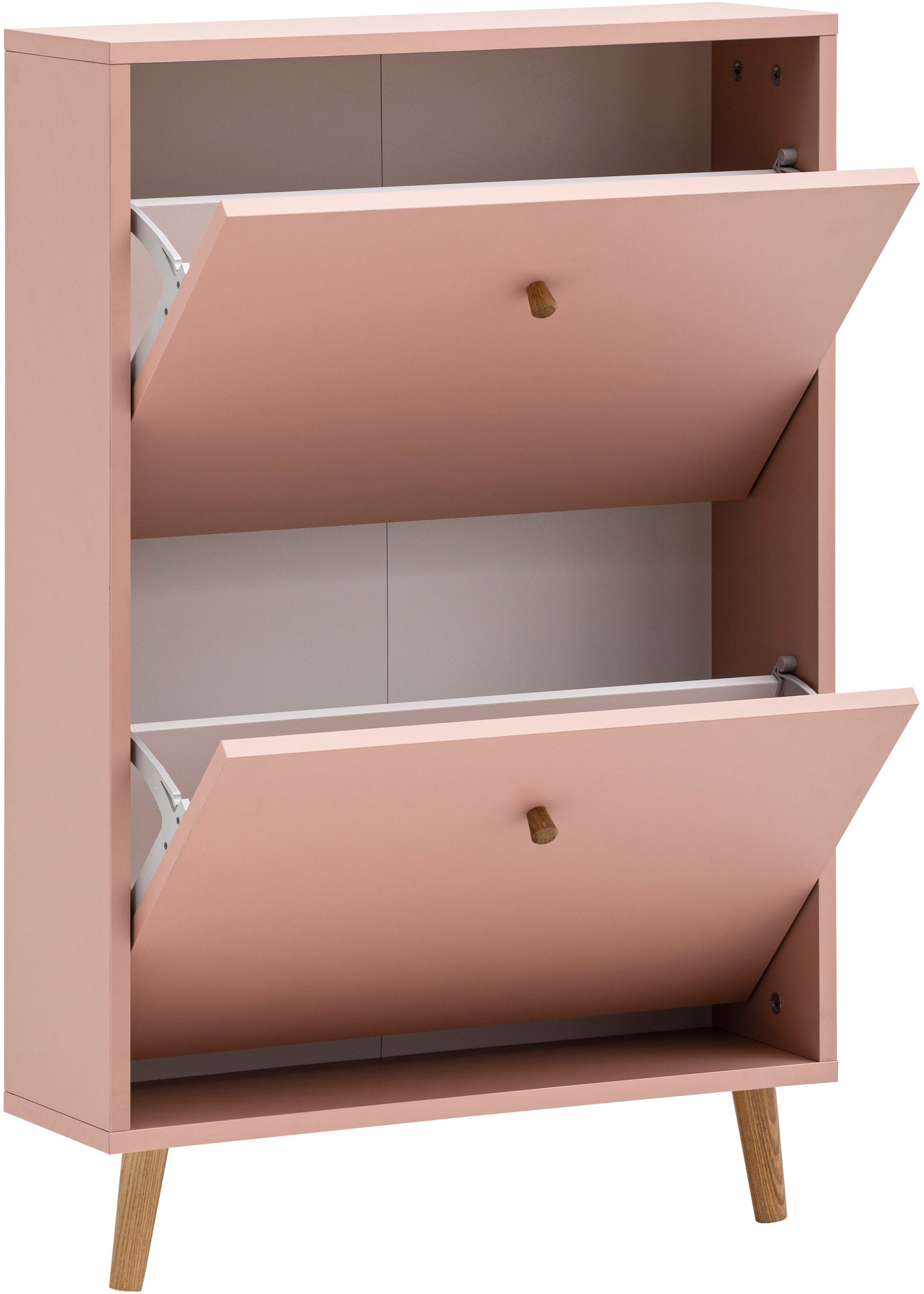 Schildmeyer Schuhschrank Bjarne, Breite 59 cm Griffe und Möbelfüße aus Massivholz, Platz für bis zu 6 Paar Schuhe