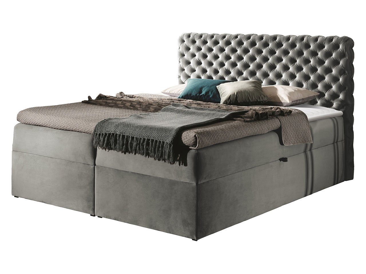 MIRJAN24 Boxspringbett Chesterfield (Kopfteil, Matratze + Topper), mit 2 Bettkästen, Doppelbett