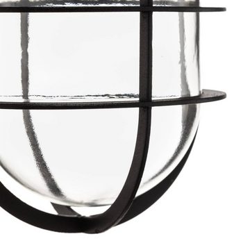 Lindby Außen-Wandleuchte Rellidia, dimmbar, Leuchtmittel nicht inklusive, Vintage, Eisen, Glas, Schwarz, transparent, 1 flammig, E27