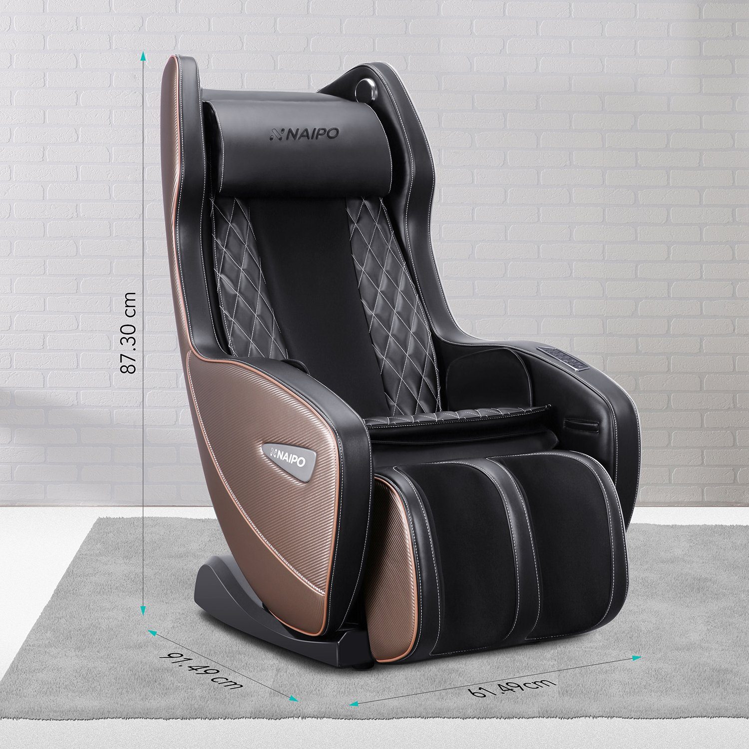 NAIPO Massagesessel, Massagestuhl Liegeposition, mit Braun-Schwarz Platzsparend Bluetooth