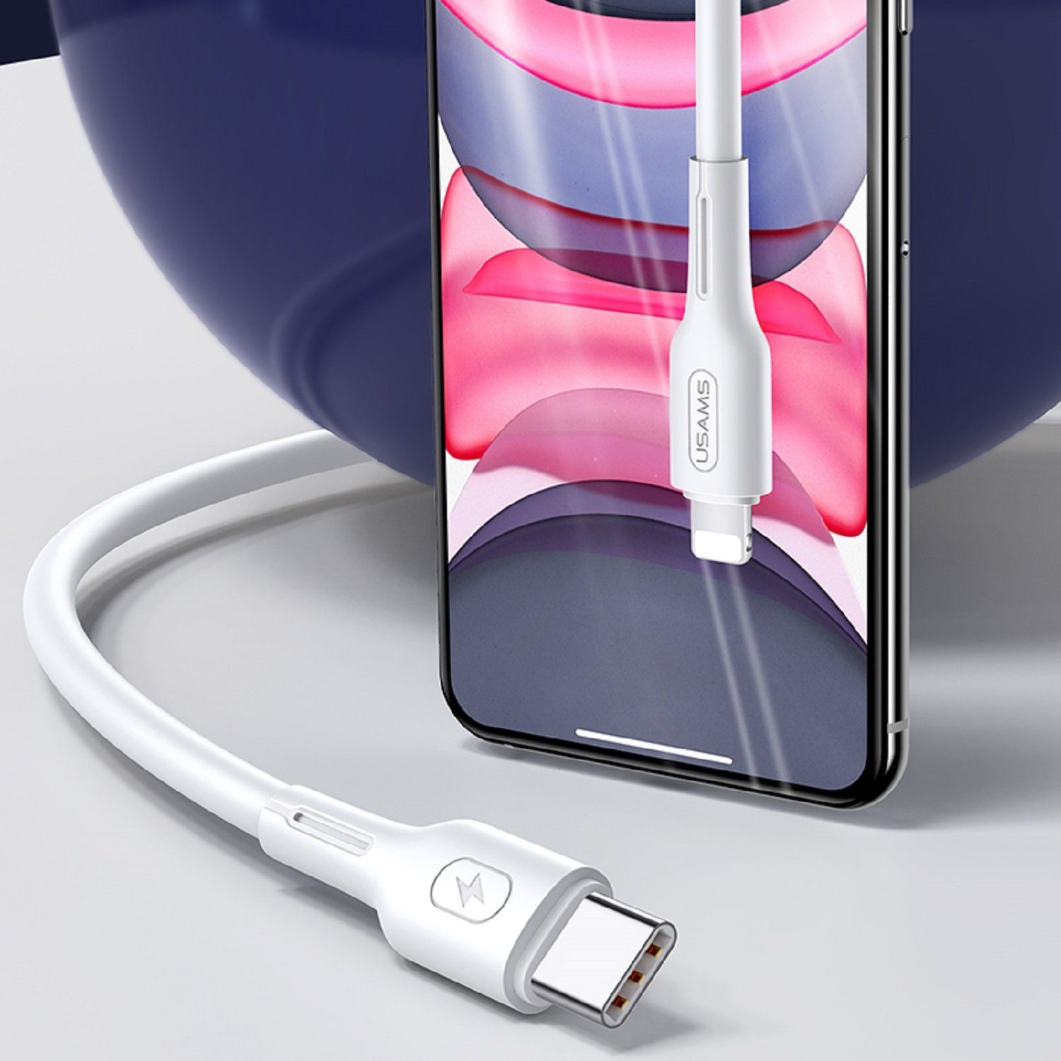für Schnell USAMS (Eurostecker), Lightning Kabel C Smartphone-Kabel, Apple auf und Typ Lightning cm), (1.2 Datenkabel iPhone Ladekabel 30W Typ-C-zu-Lightning-PD-Schnelllade- USB-C, Weiß USB-C