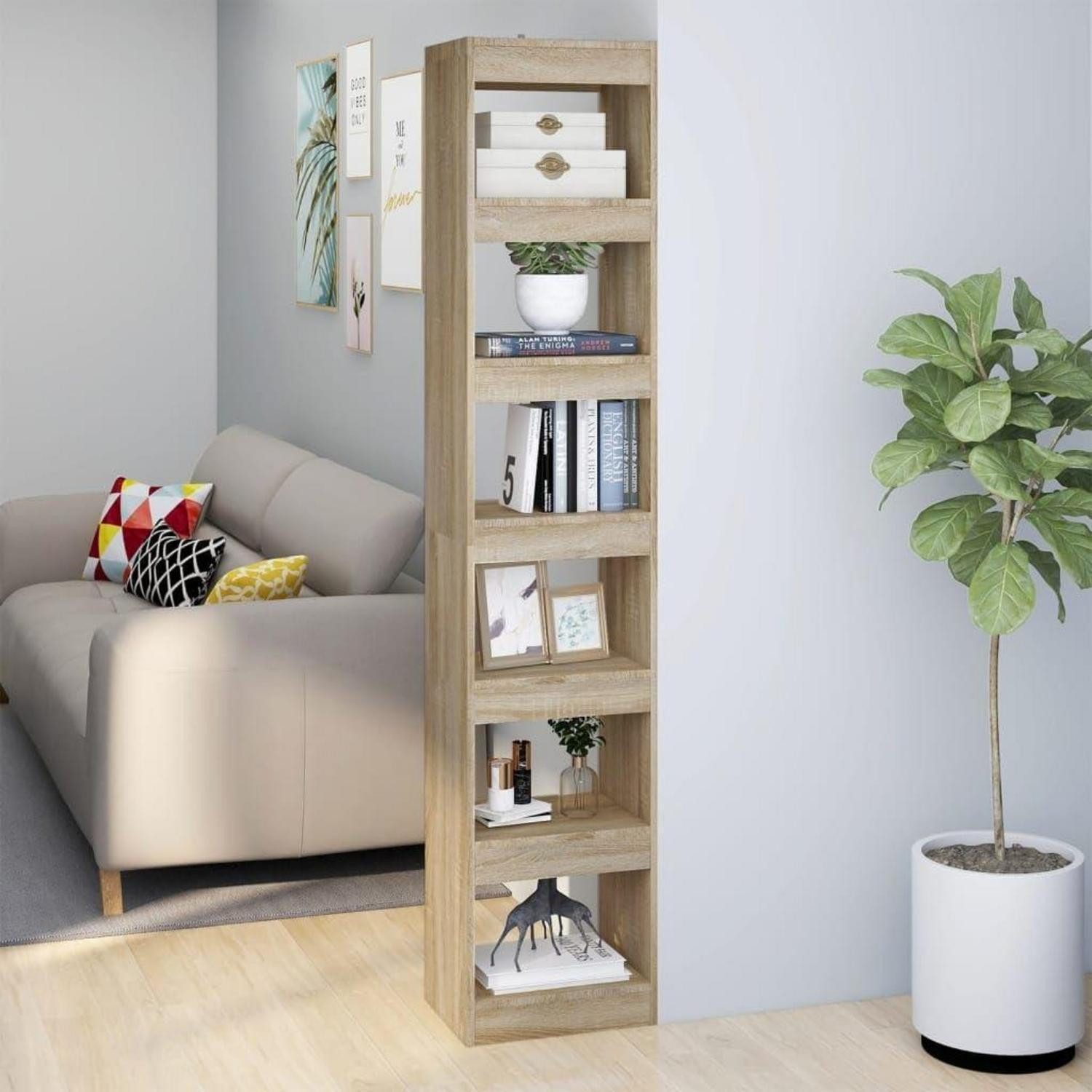 LuxusKollektion Bücherregal Bücherregal schmal 6 Ebenen Beige, 1-tlg.