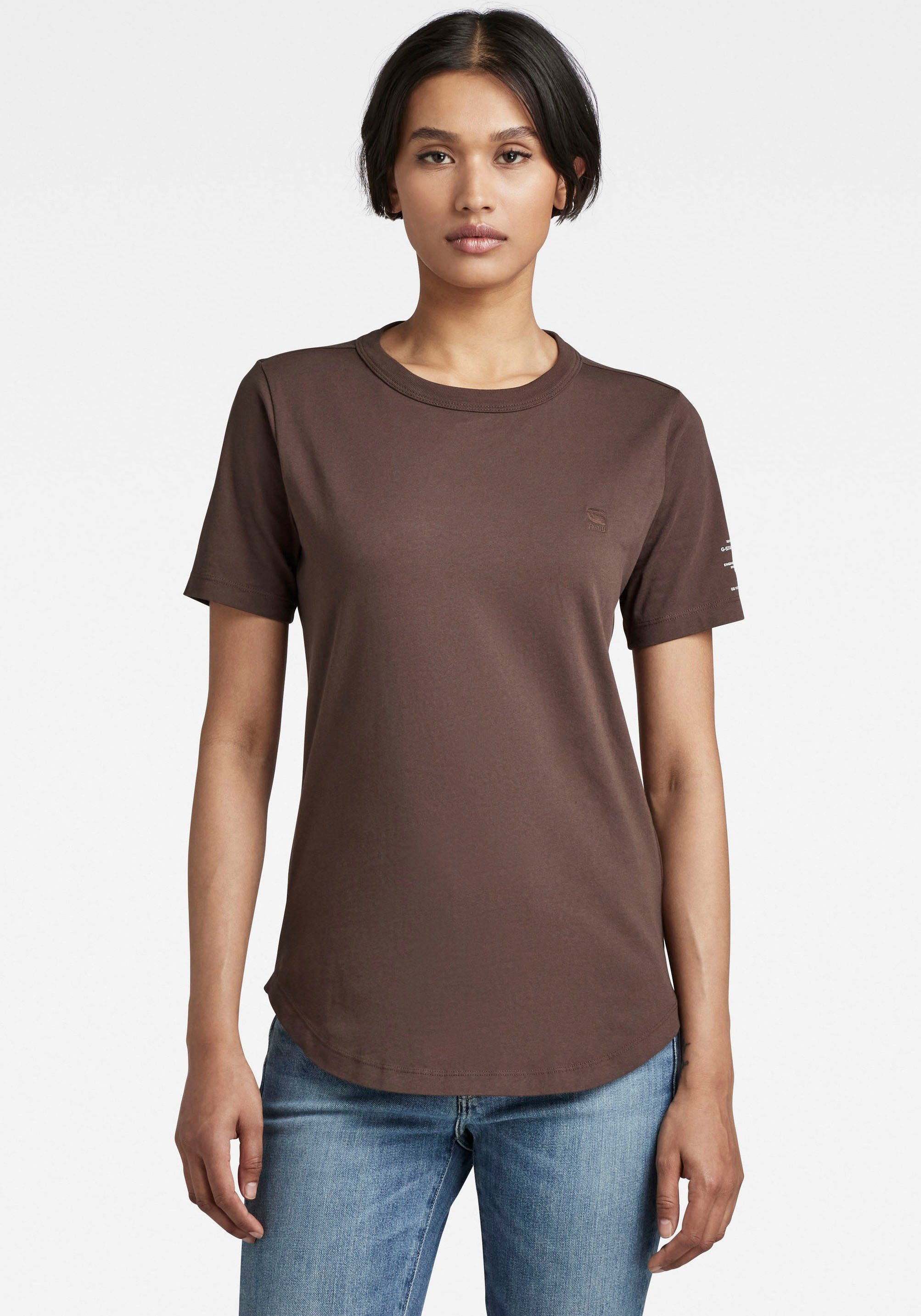 G-Star RAW T-Shirt T-Shirt Druck mit Mysid slim auf chocolat dem r optic Ärmel t