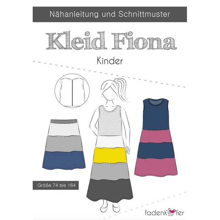 Fadenkäfer Universalschere Papierschnittmuster Kleid Fiona Kinder - Gr. 74-16