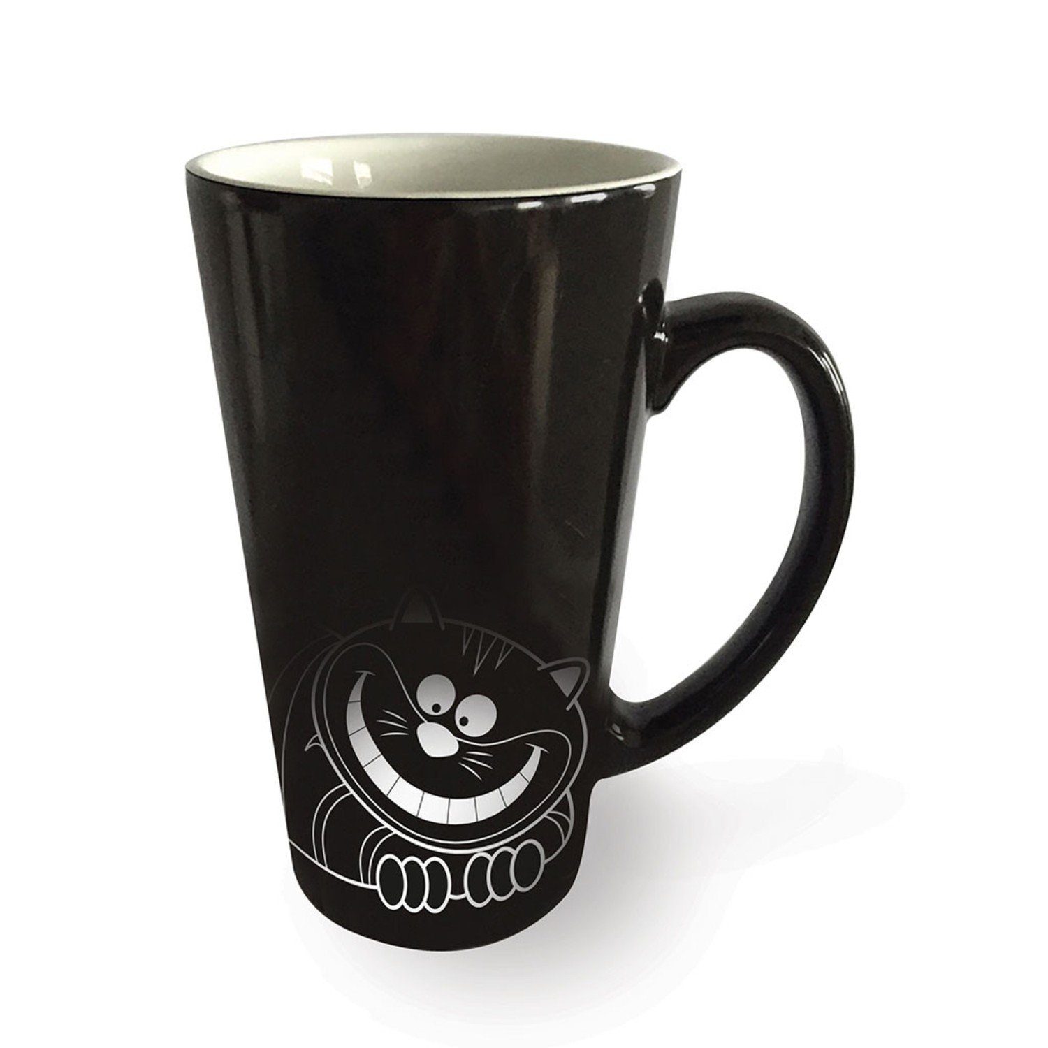 GIFT REPUBLIC Becher Grinsekatze Kaffeebecher temperatursensitiv, Porzellan
