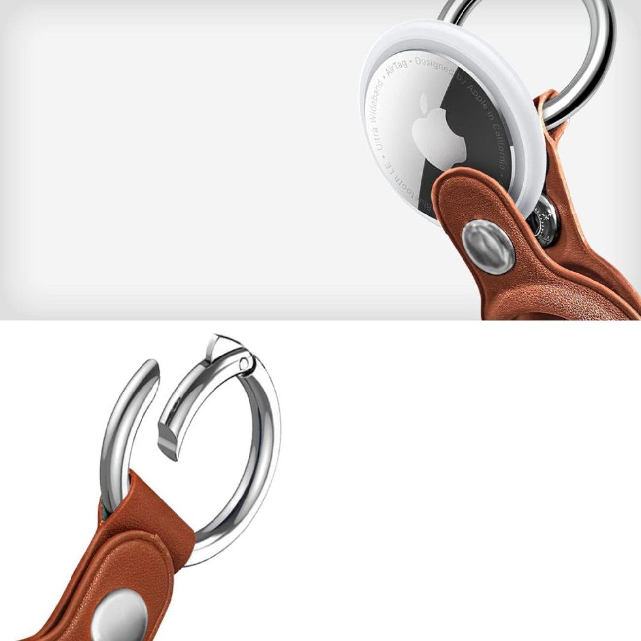 TECH PROTECT Schlüsselanhänger NaturalFit (Einzelartikel, 1x Schlüsselanhänger), Öko-Lederanhänger mit Karabiner für Apple AirTag