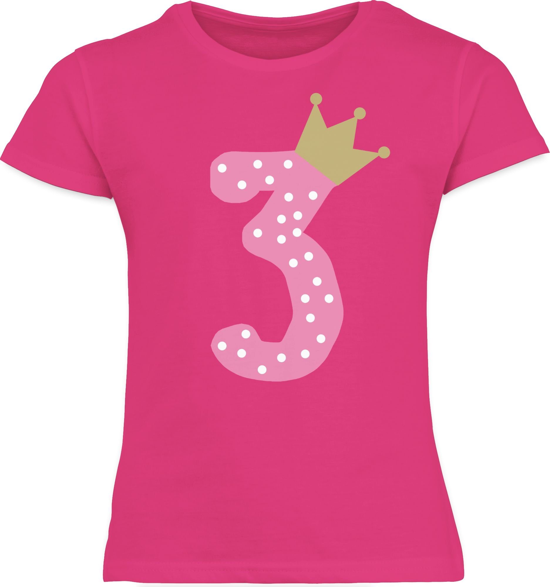 Geburtstag Mädchen 2 3. Shirtracer T-Shirt Krone Dritter Fuchsia