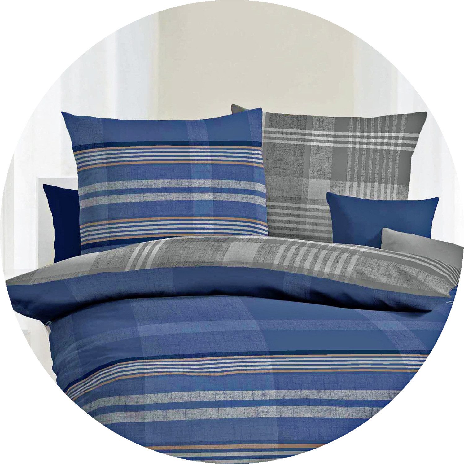 JACK Wendebettwäsche JACK by Kaeppel Fein Biber Wende Bettwäsche 2 tlg. Beyond Blau Grau, Biber, 2 teilig, Kuschelbettwäsche für besonders romantische Stunden