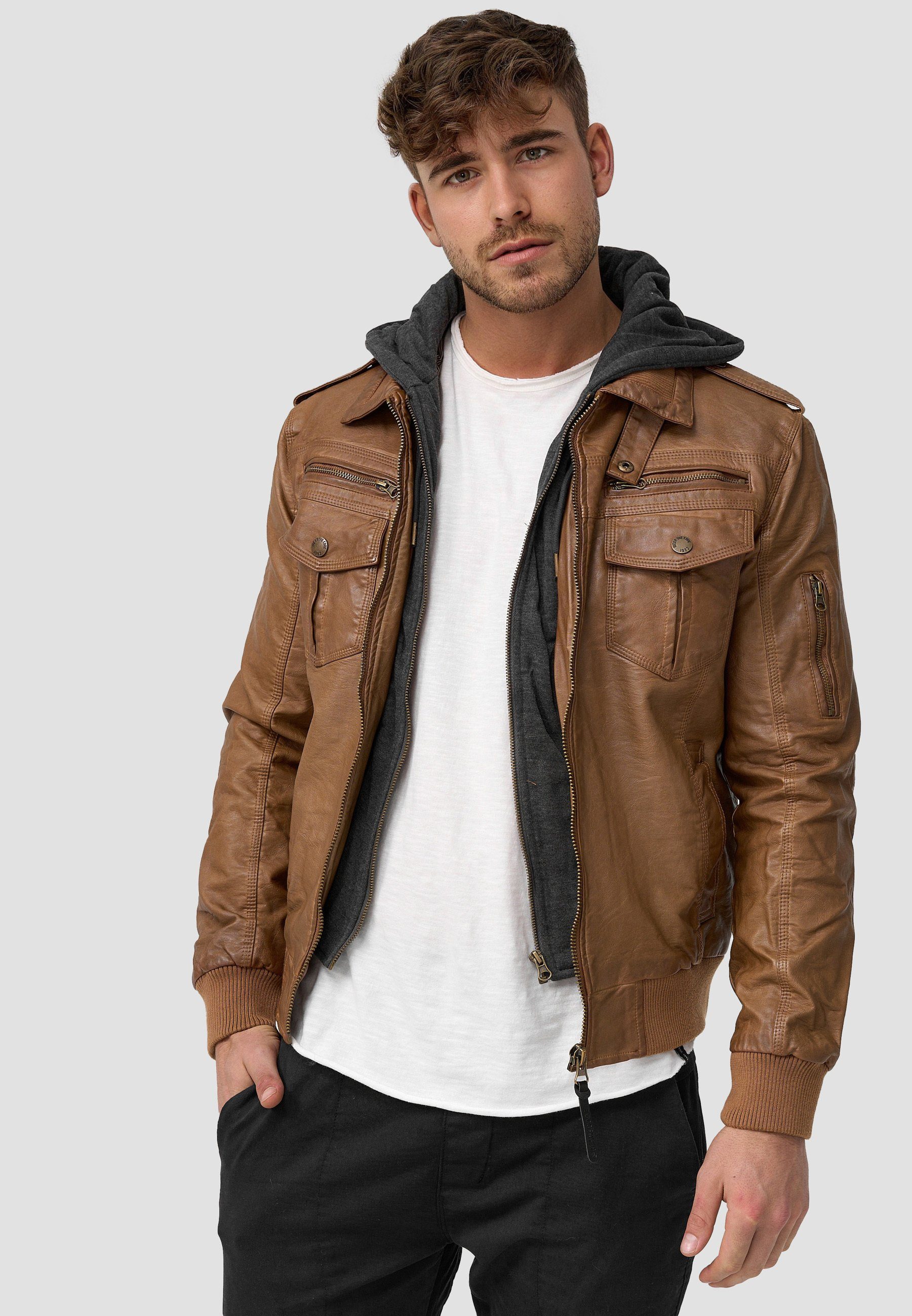 Brown Lederimitatjacke Indicode Aaron