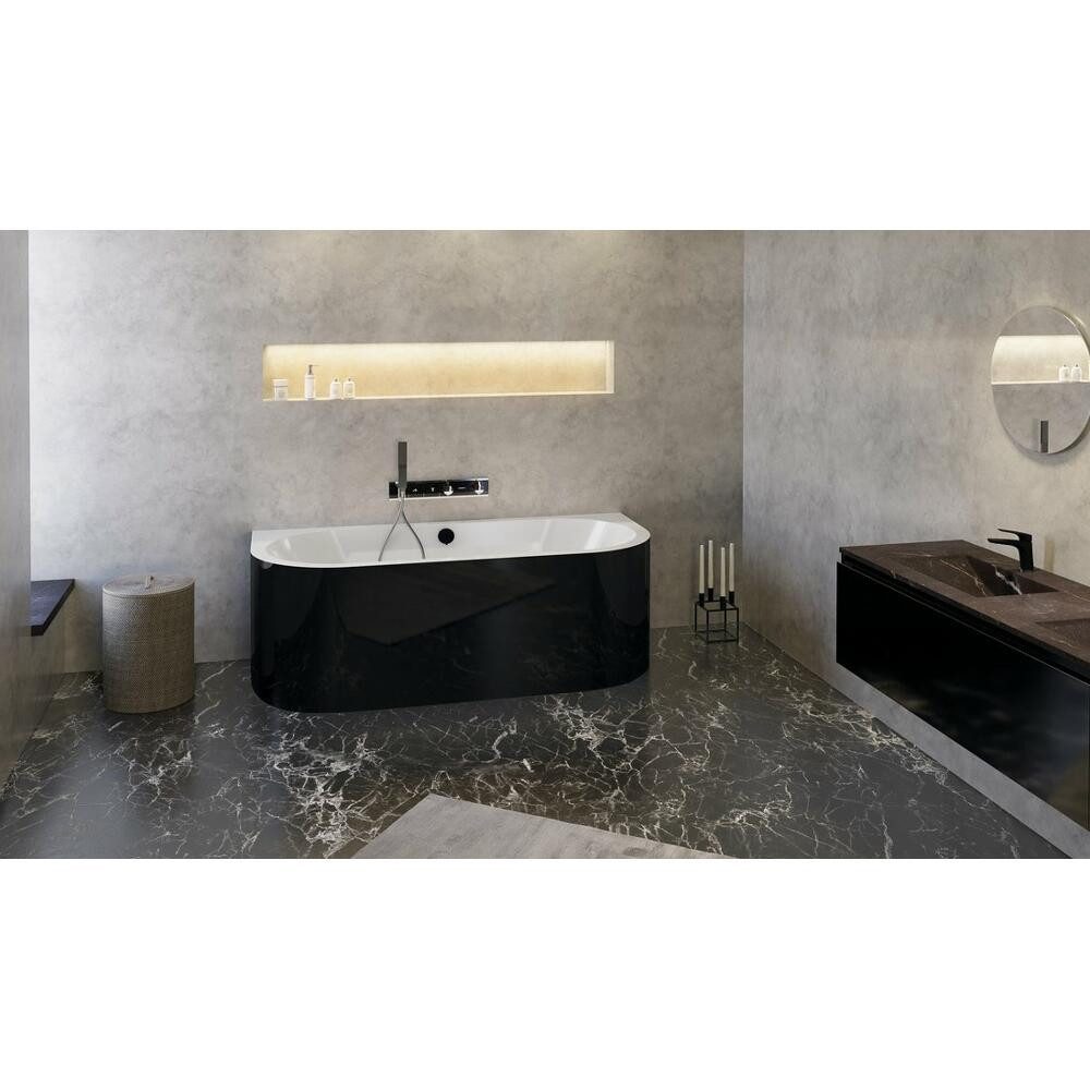 Polysan s.r.o. Badewanne VIVA R MONOLITH asymmetrische Badewanne 180x75x60cm, weiß/schwarz, (1-tlg)