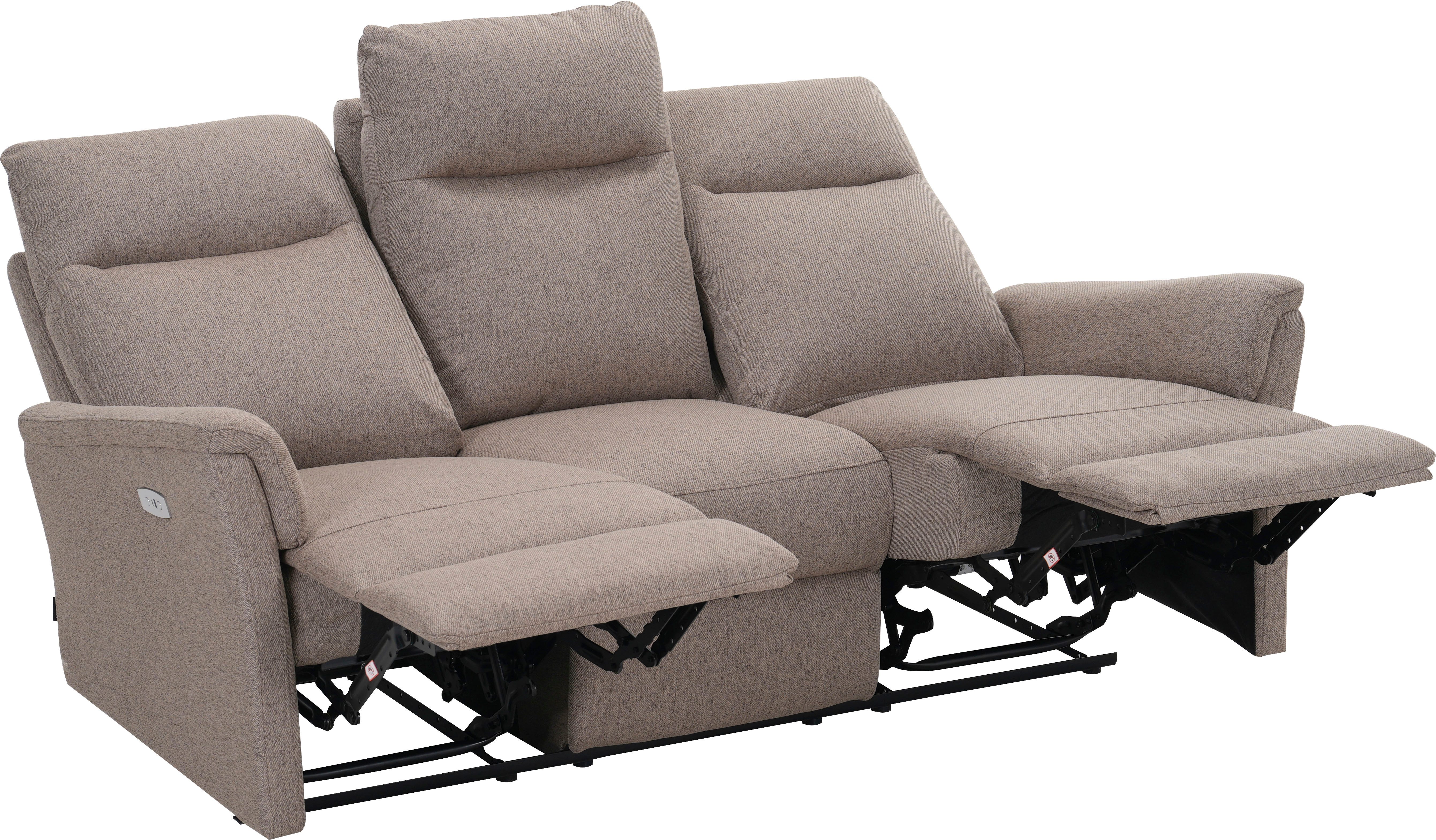 Home affaire 3-Sitzer FINNARA, 3-Sitzer,elelektrische Relaxfunktion in 2 Sitzen, USB A/C, Liegefunktion 105°-135°, Federkern