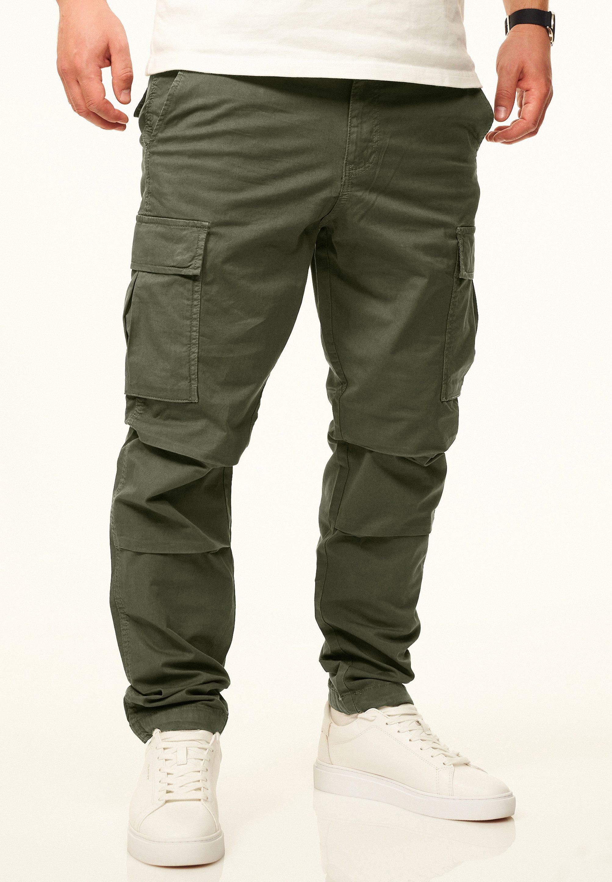 DAILY COTTON Cargohose als Stoffhose mit Stretch im Tapered Fit Chino Cargo Hose mit Gürtelschlaufen für Herren