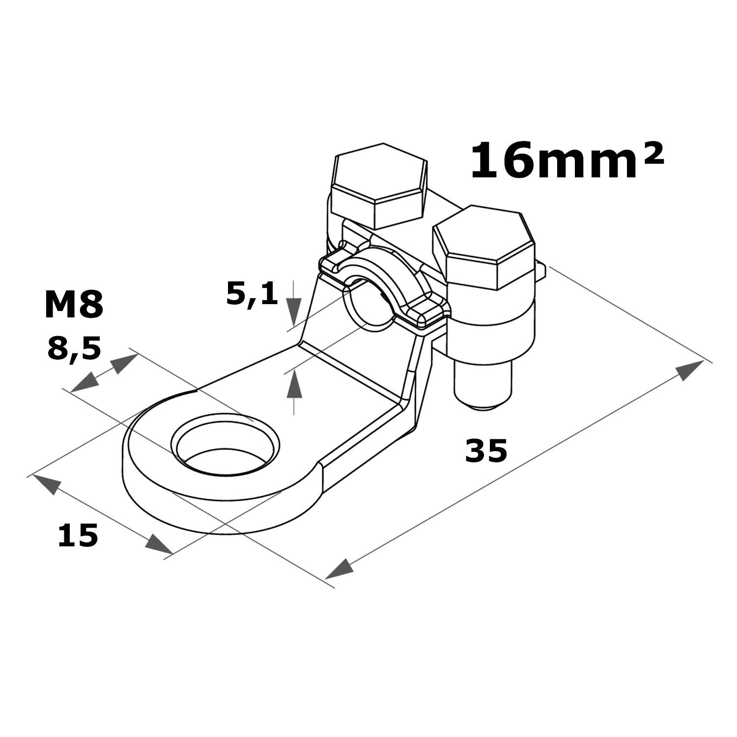 Impulse Innovation Ringkabelschuh Ringkabelschuh, Schraubbar, Auswahl 10-35mm², M5.5-M10