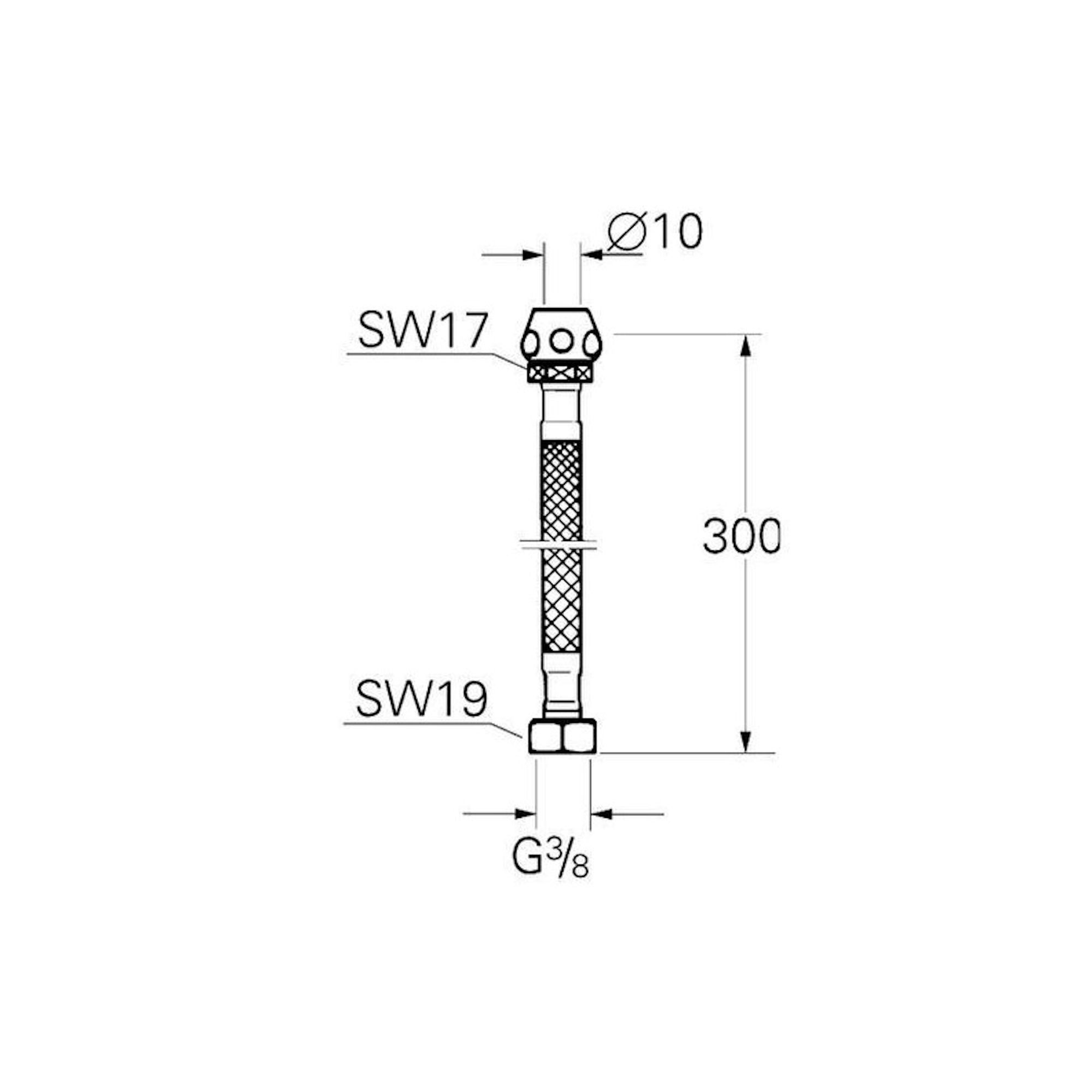 Grohe Badarmatur Druckschlauch 3/8 Zoll x Ø 10 mm QV, Länge 300 mm, chrom - 45120000