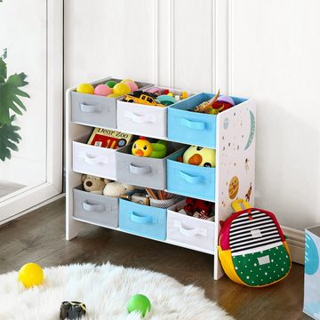 SONGMICS Spielzeugtruhe Kinderzimmerregal, mit 9 Aufbewahrungsboxen