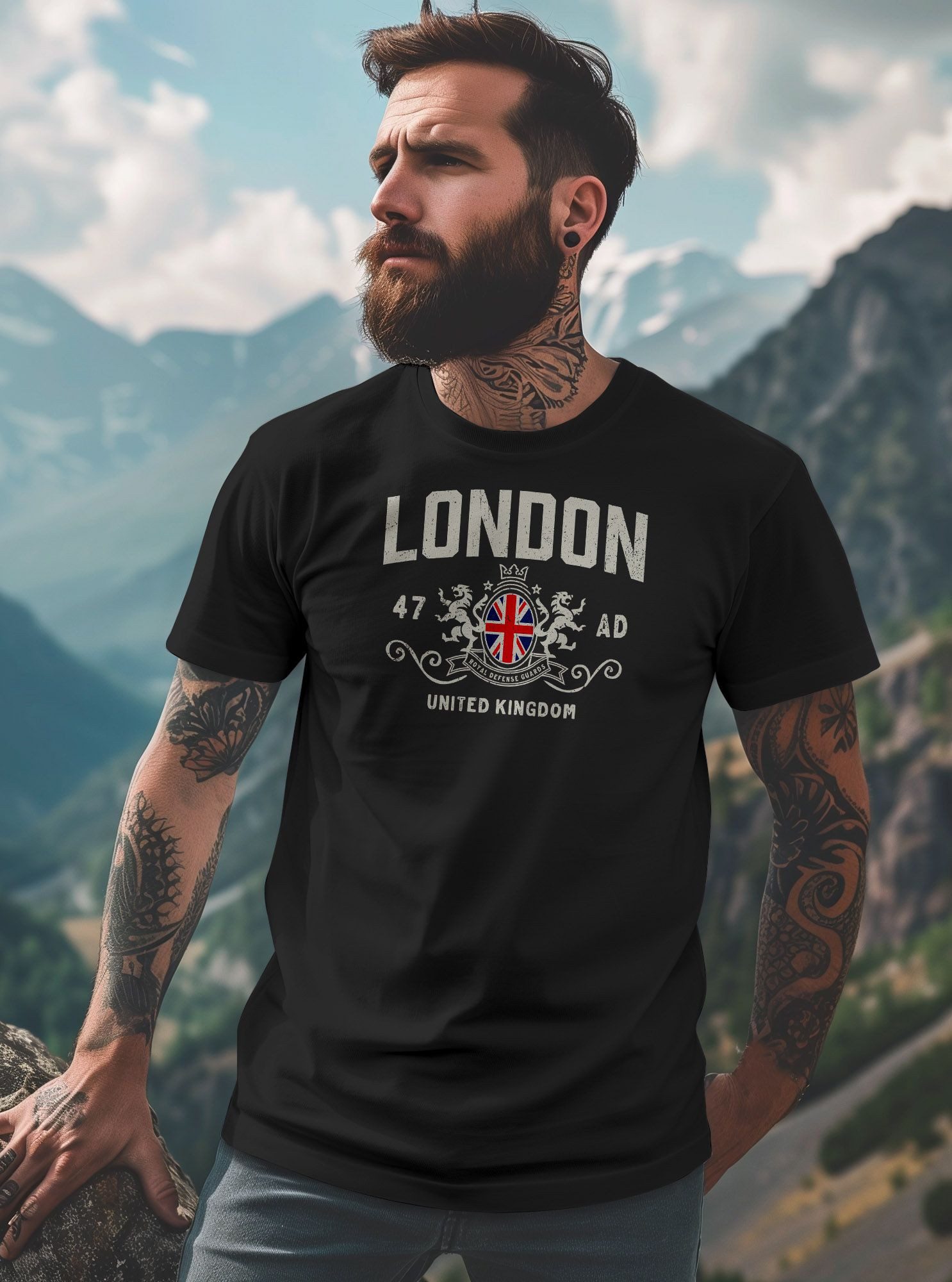 Neverless Print-Shirt Herren T-Shirt London United Kingdom Union Jack England Print Retro mit Print