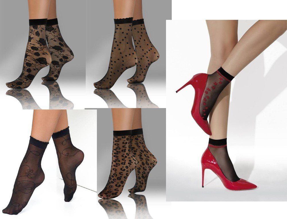 Feinsocken 1 Paar eleganter durchsichtiger Feinsocken Socken mit Muster 20 Den
