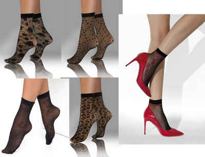 Lycille Feinsocken 1 Paar eleganter durchsichtiger Feinsocken Socken mit Muster 20 Den (1 Paar, 1 Paar) mit Muster