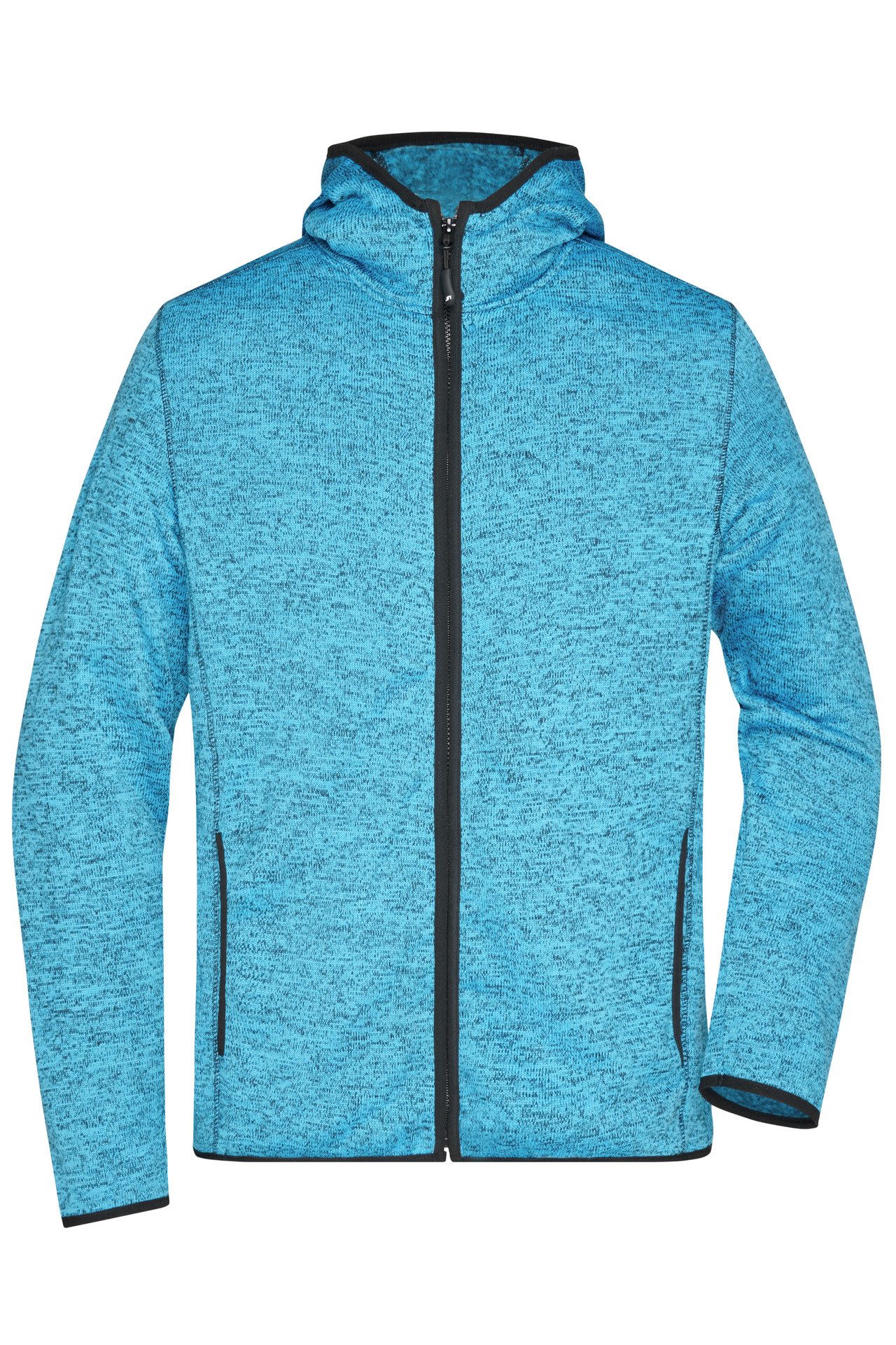 James & Nicholson Kapuzenstrickjacke Herren Kapuzenjacke aus Strickfleece in Melange-Optik JN589 Sportive Kapuzenstrickjacke