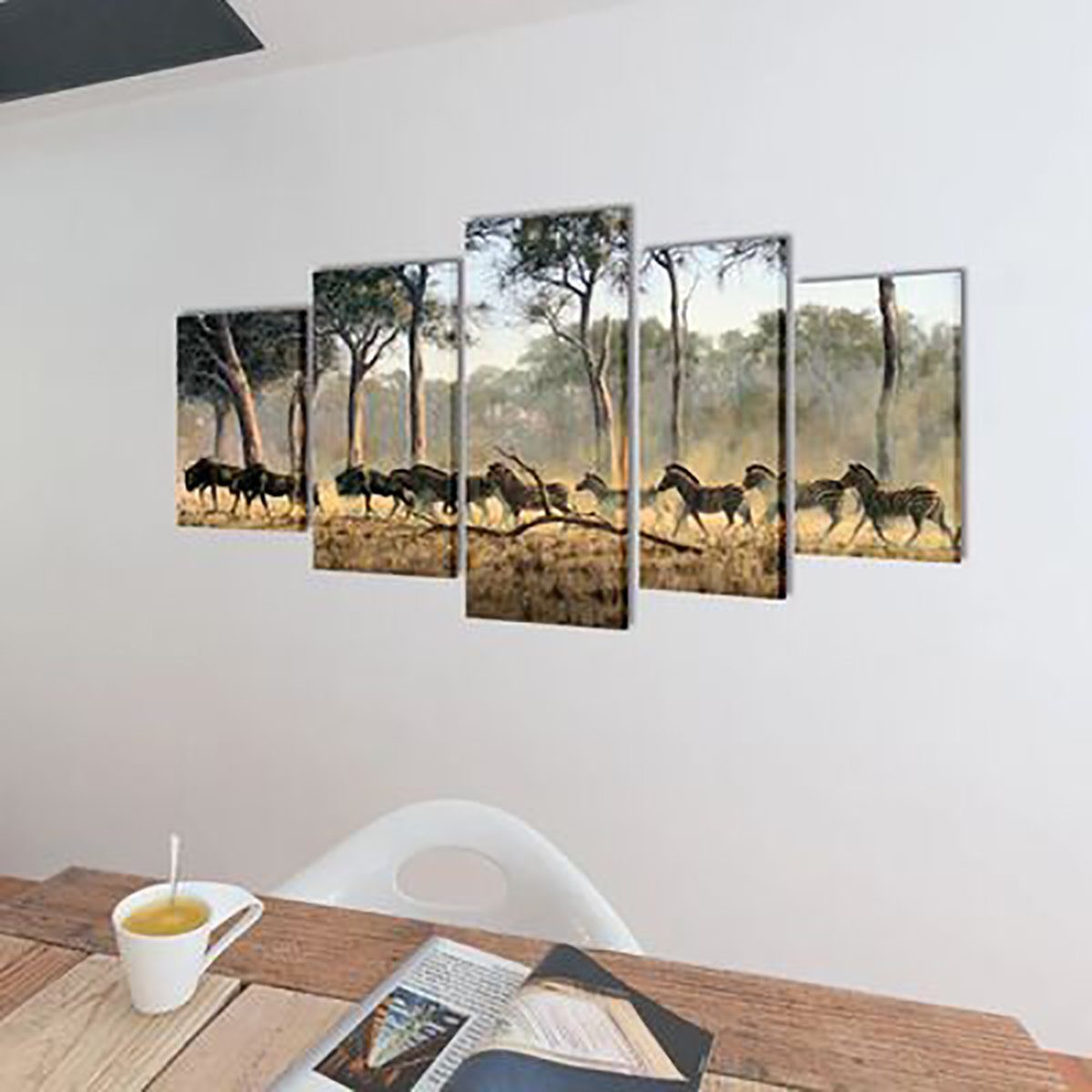 vidaXL Fotohintergrund Leinwandbilder Set Zebras 100 x 50 cm