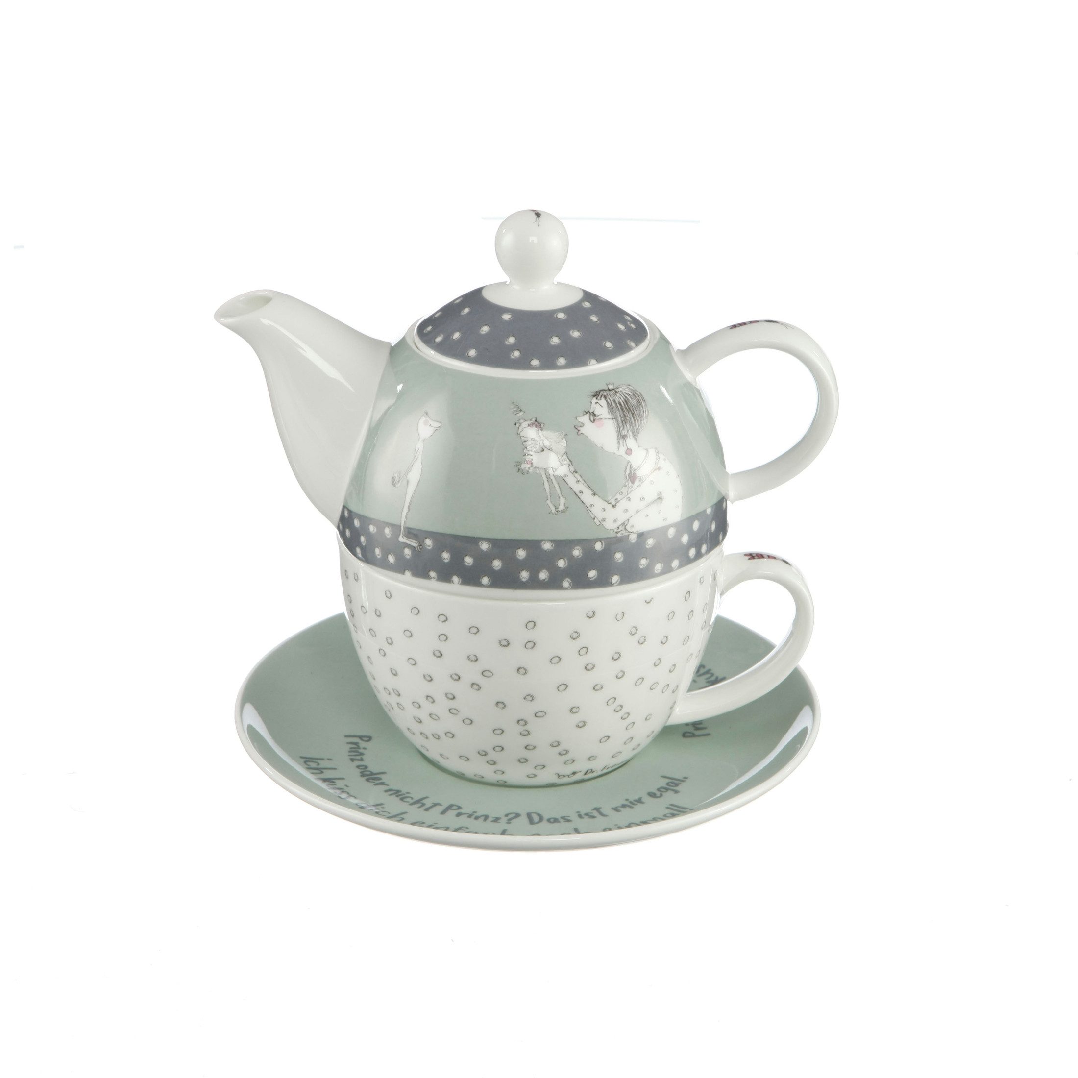 Goebel Teekanne Tea for One Freundlieb - Prinz oder nicht, Porzellan Teetasse