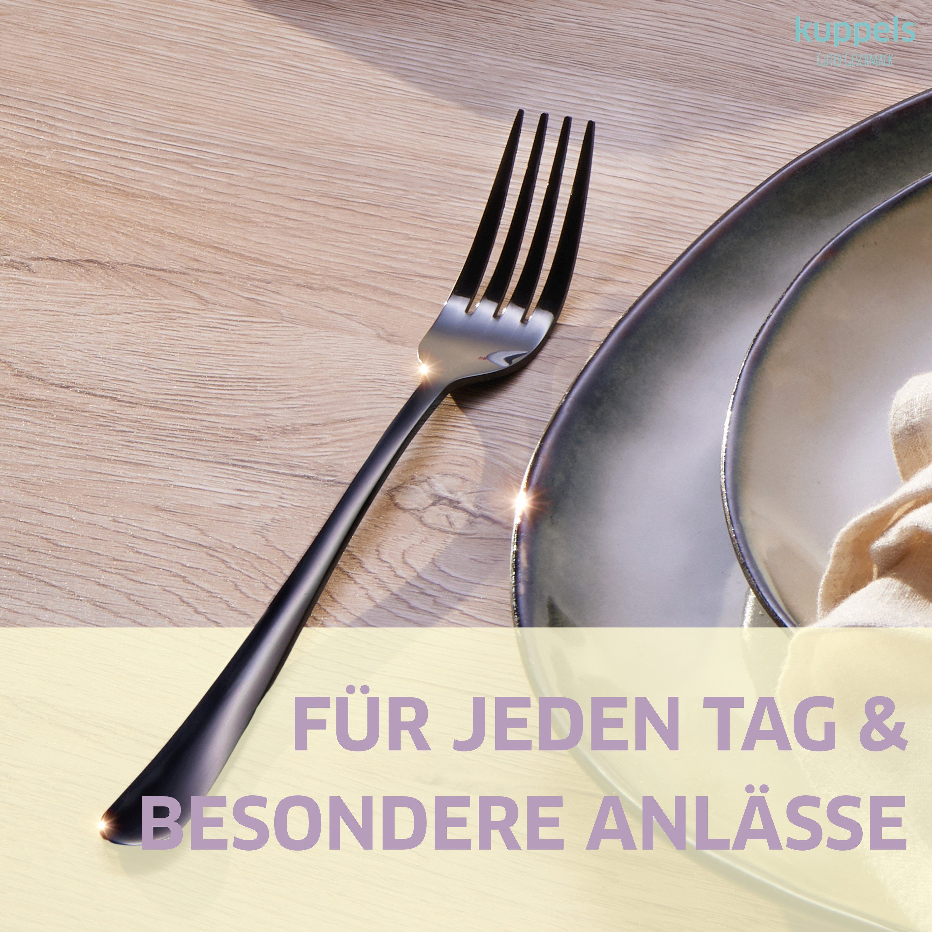 Kuppels Besteck-Set DELIA (30-tlg), 13/0 18/0, PVD schwarz, hochglanzpoliert