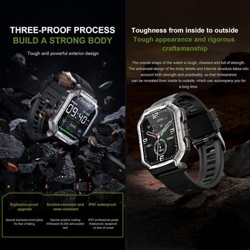 findtime Smartwatch (1,83 Zoll, Android, iOS), mit Sportuhren Fitnessuhr Wasserdicht Armbanduhren Outdoor Military