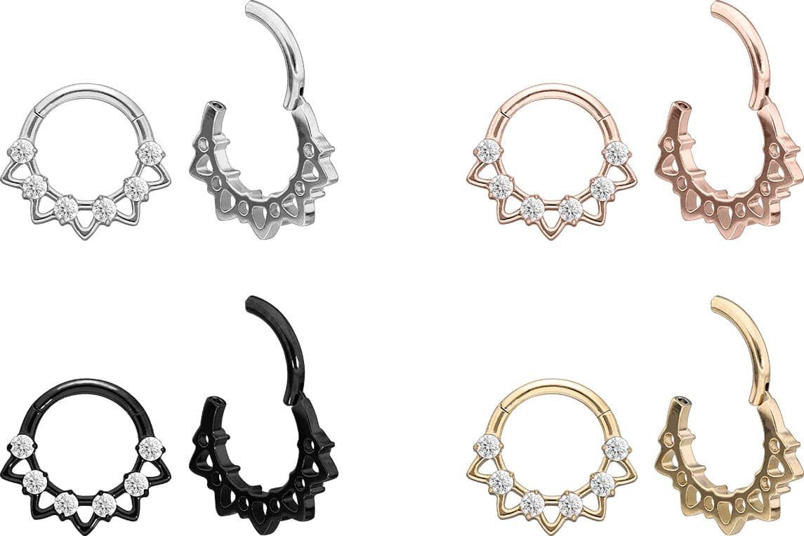 PIERCINGLINE Nasenpiercing Titan Segmentring Clicker KRISTALLE + SPITZEN Oh günstig online kaufen