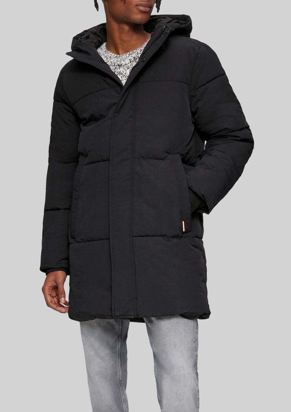QS Steppjacke Mantel (1, 1-St) gesteppt, Kapuze, verdeckte Knopfleiste günstig online kaufen