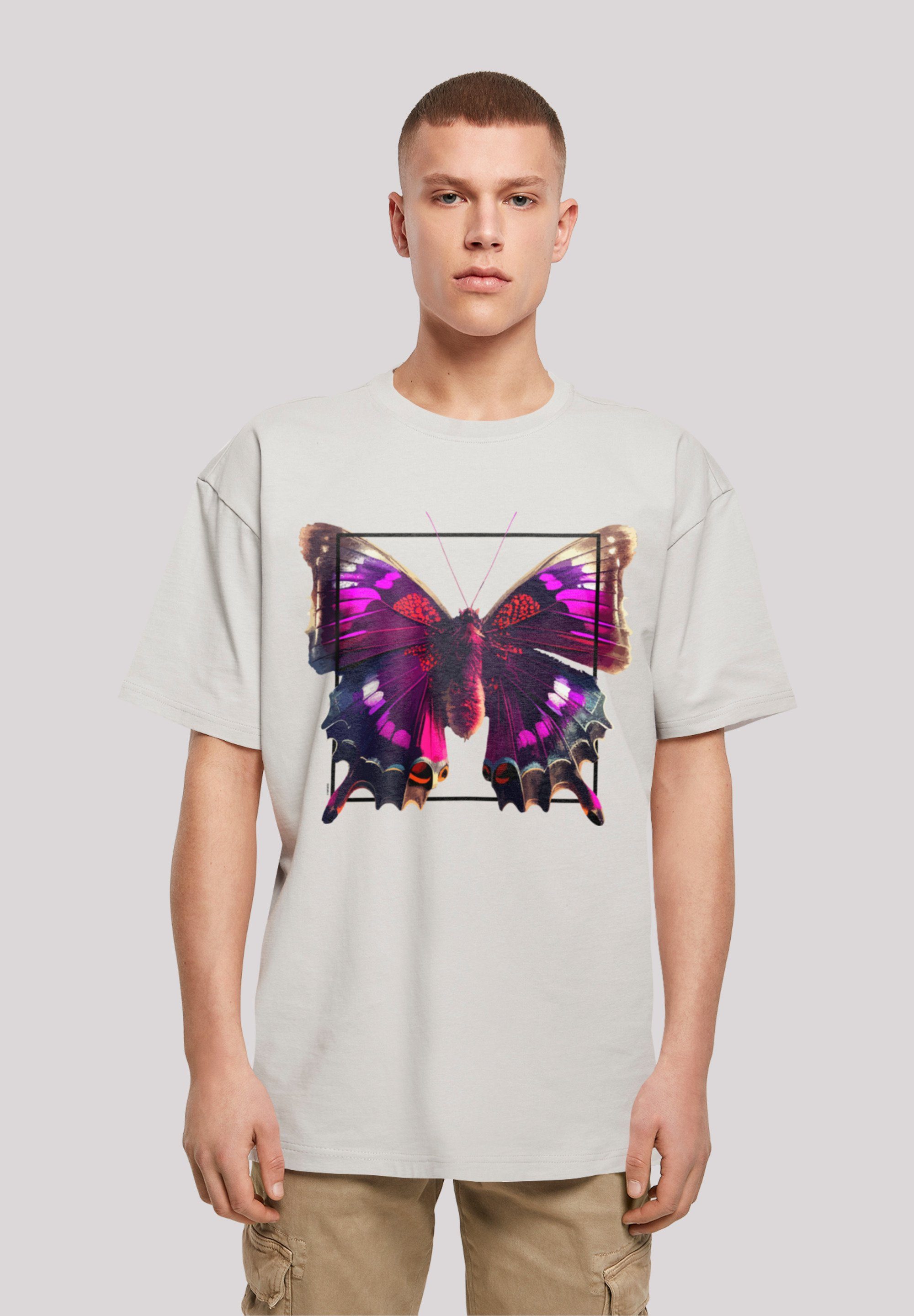 Print Pink lightasphalt Schmetterling TEE T-Shirt OVERSIZE F4NT4STIC