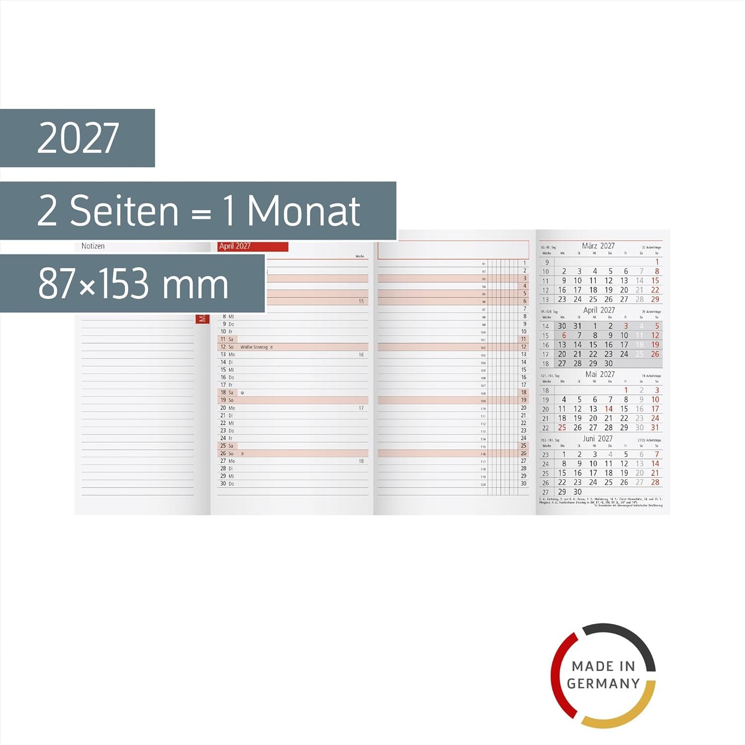 RIDO Monatskalender rido/idé Kalender Monats-Ersatzkal. Mod. TM 12 2027 Karton, weiß – Bild 2 von 2