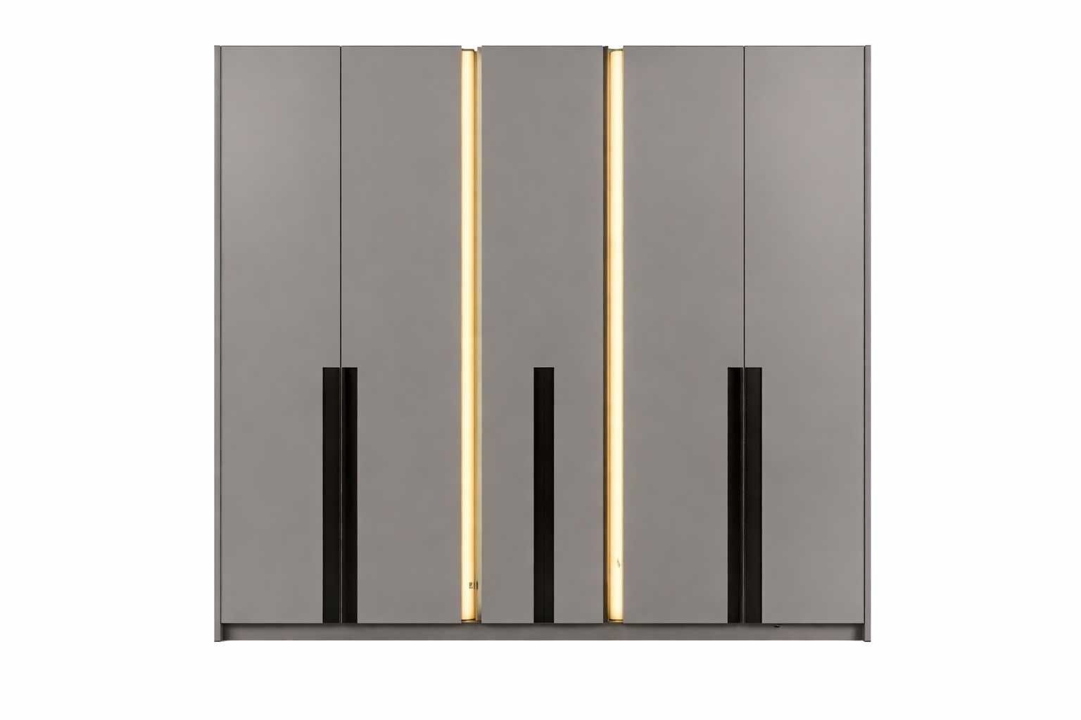 Xlmoebel Kleiderschrank Moderner grauer Holz-Kleiderschrank mit 5 Türen und 7 Fächern (Kleiderschrank, 1-St., Kleiderschrank) Made in Europa