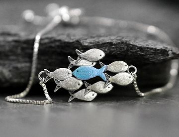 Villa Sorgenfrei Schmuckmanufaktur Silberarmband Silber Armband GEGEN DEN STROM mit blauem Fisch (1-tlg)