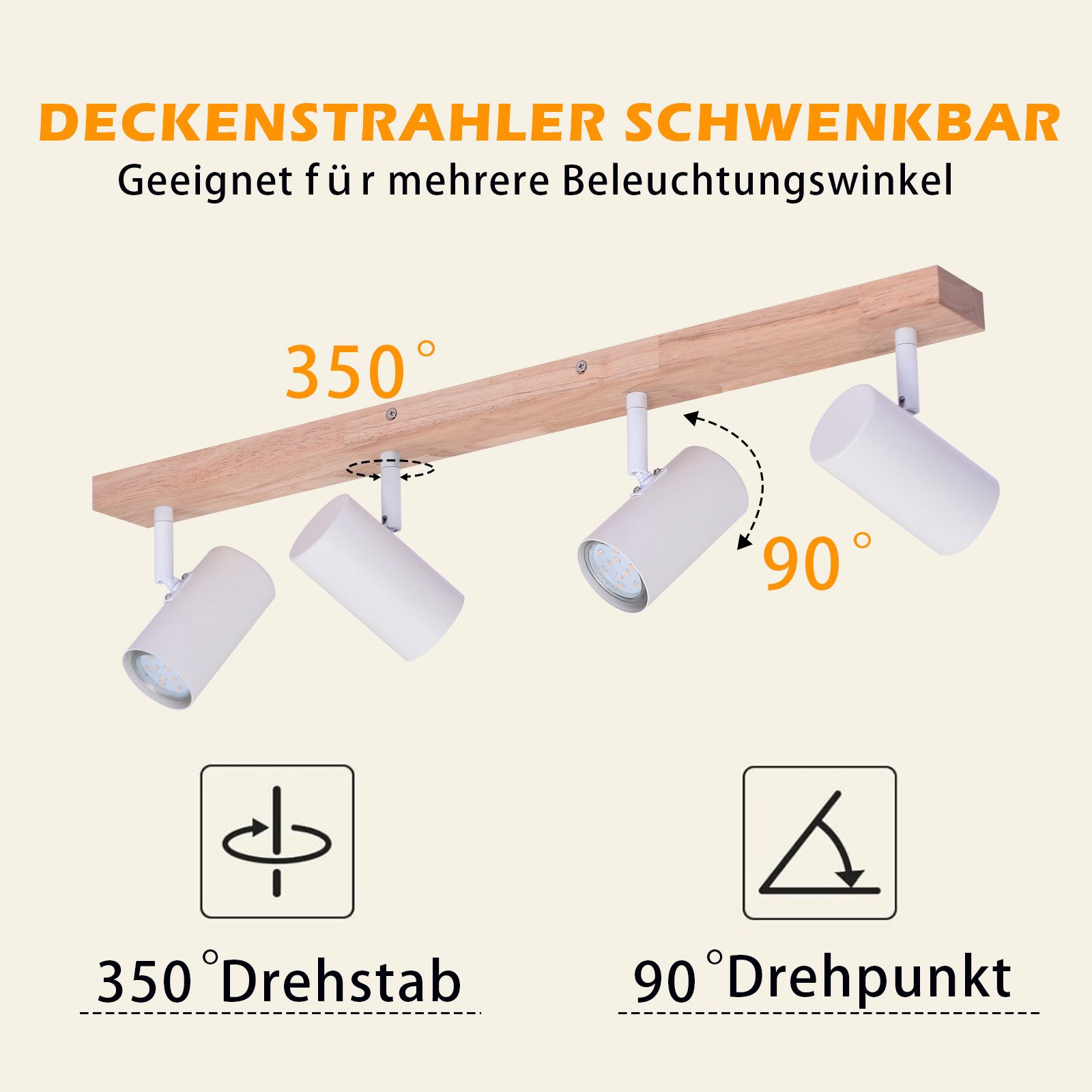 Nettlife Deckenstrahler 4 Flammig Holz Schwarz günstig online kaufen