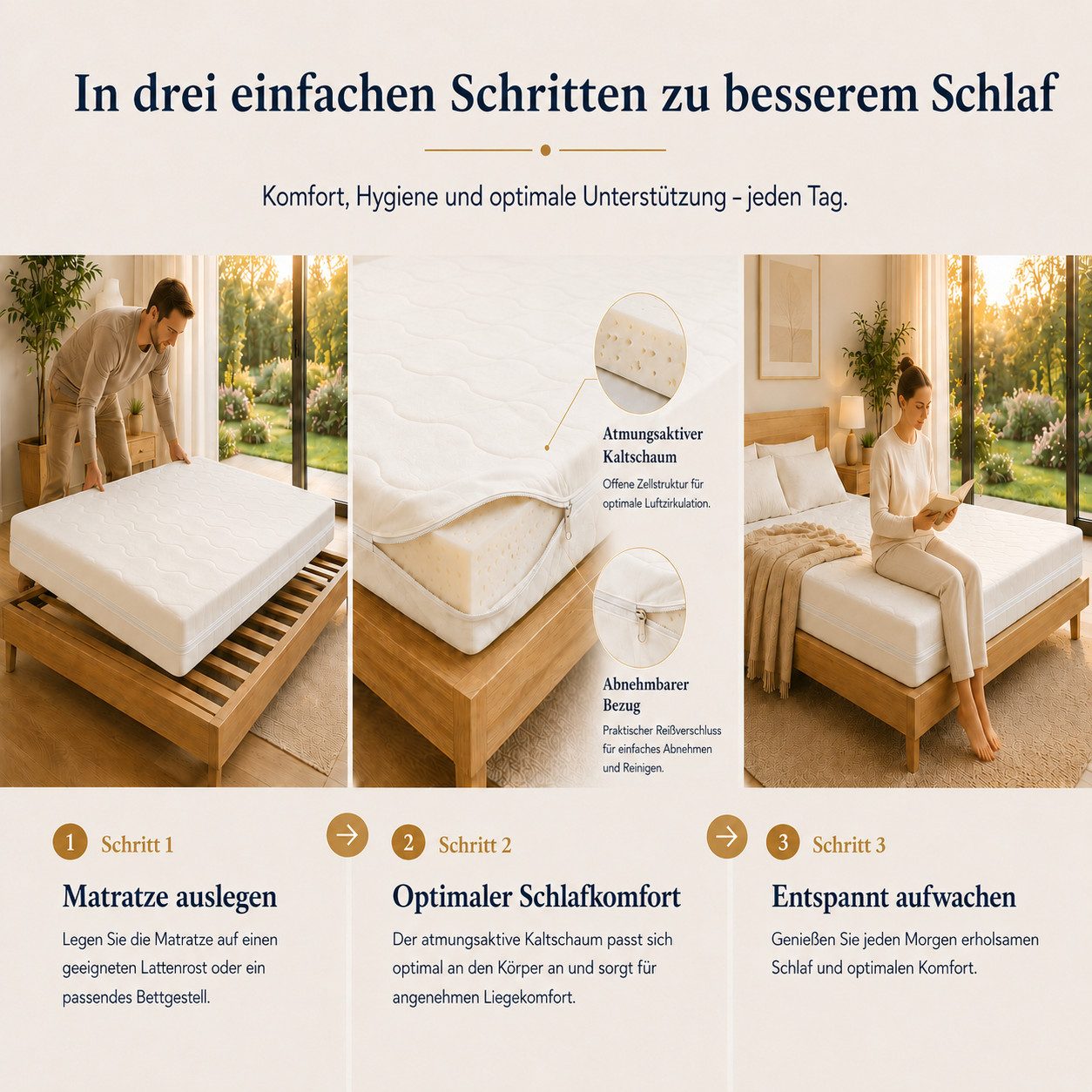 Kindermatratze Easy Active Kaltschaummatratze 90x200 cm mit Bezug, Best for Home, 10 cm hoch, (Einzelartikel, 60x120 70x140 80x160 80x180 90x200 140x200 180x200 – Bild 3 von 5