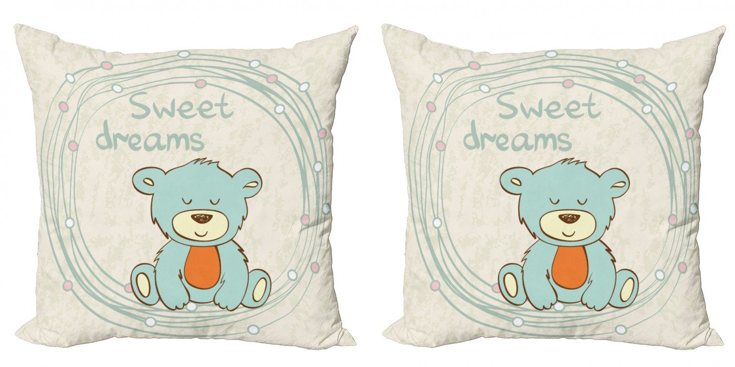 Kissenbezüge Modern Accent Doppelseitiger Digitaldruck, Abakuhaus (2 Stück), Süße Träume Teddybär Schlaf