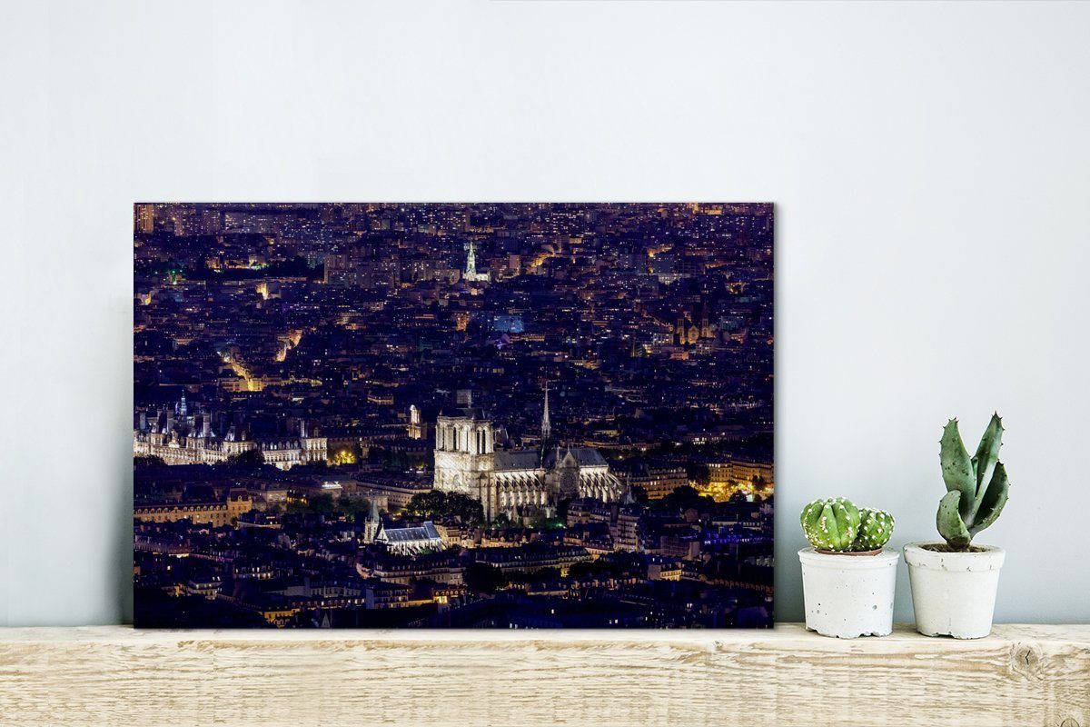 OneMillionCanvasses® Leinwandbild Panorama cm Paris Leinwandbilder, Notre und von Dame, (1 Aufhängefertig, Wanddeko, 30x20 Wandbild St)