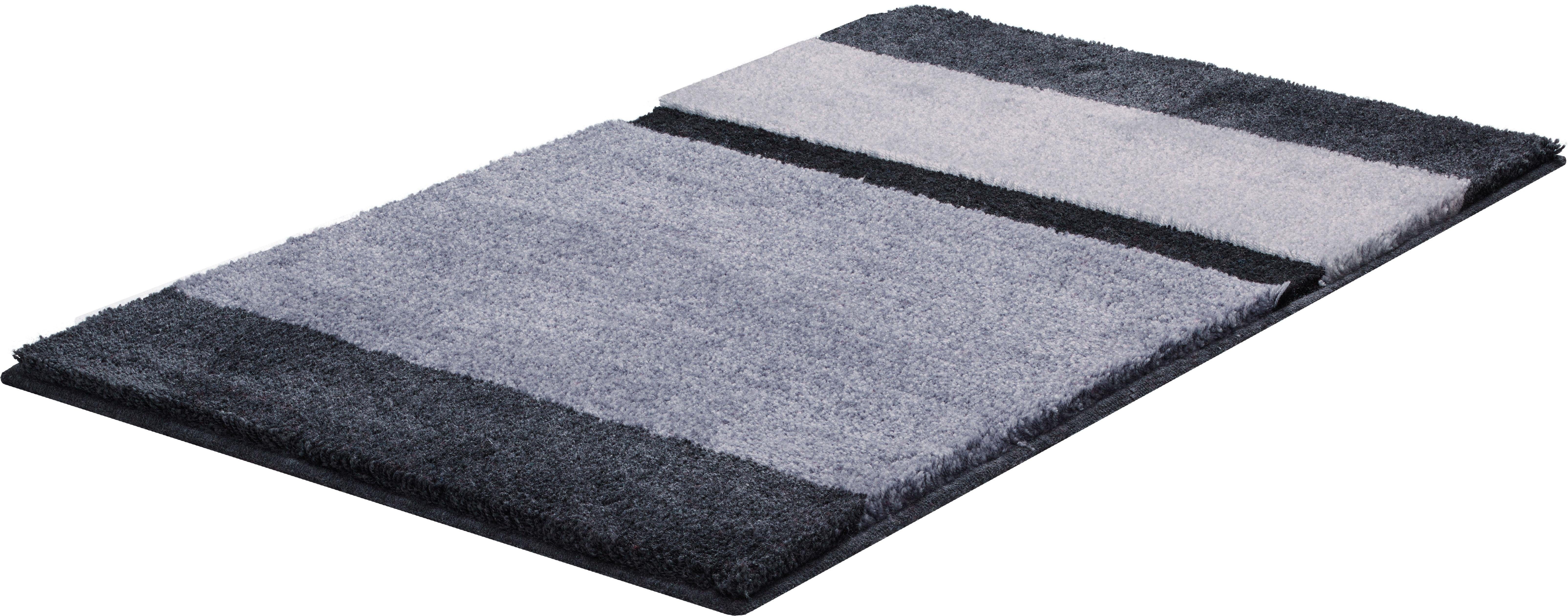 Grund Badematte Room, Höhe 24 mm, rutschhemmend beschichtet, fußbodenheizungsgeeignet, Polyacryl, rechteckig, besonders dichter Flor, Badematte mit Streifen