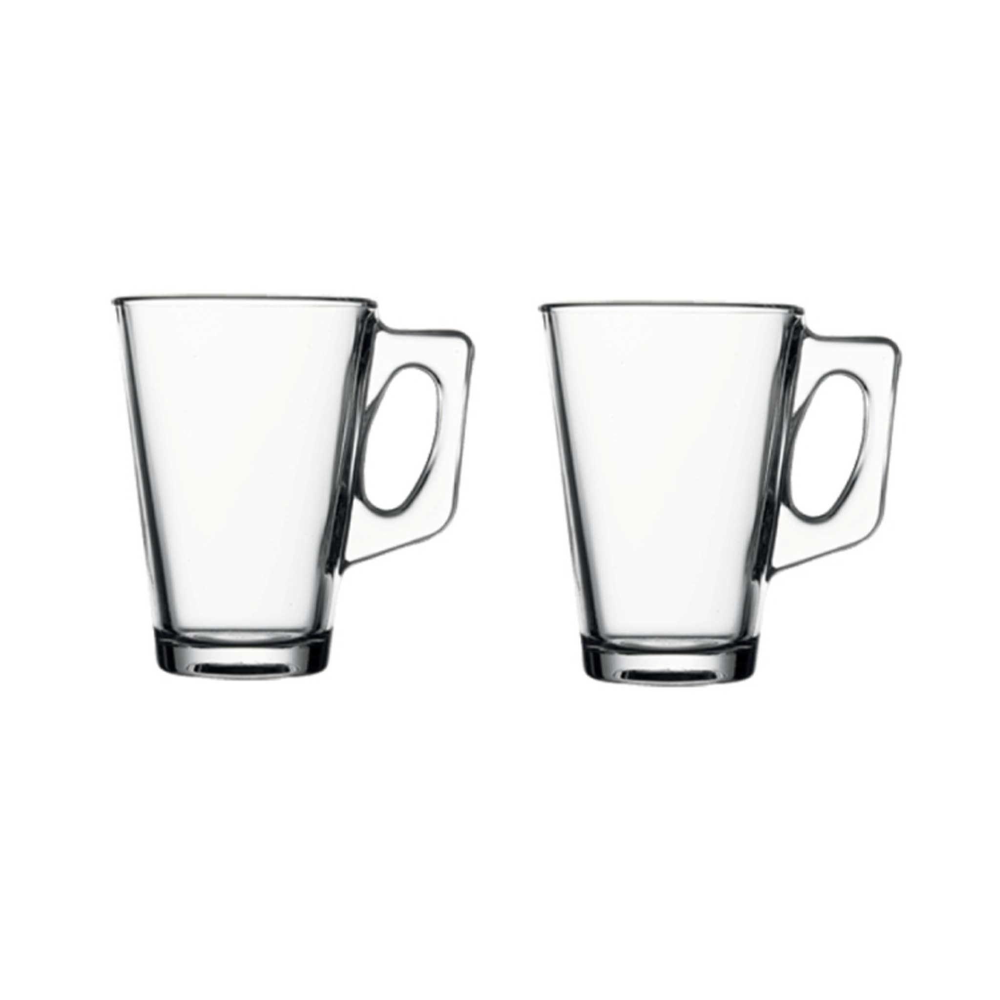 Pasabahce Gläser-Set Vela Glasbecher mit Henkel, 2-tlg., Glas, 2er set, 250ml, stapelbar & temperiert, ideal für Kaffee, Tee