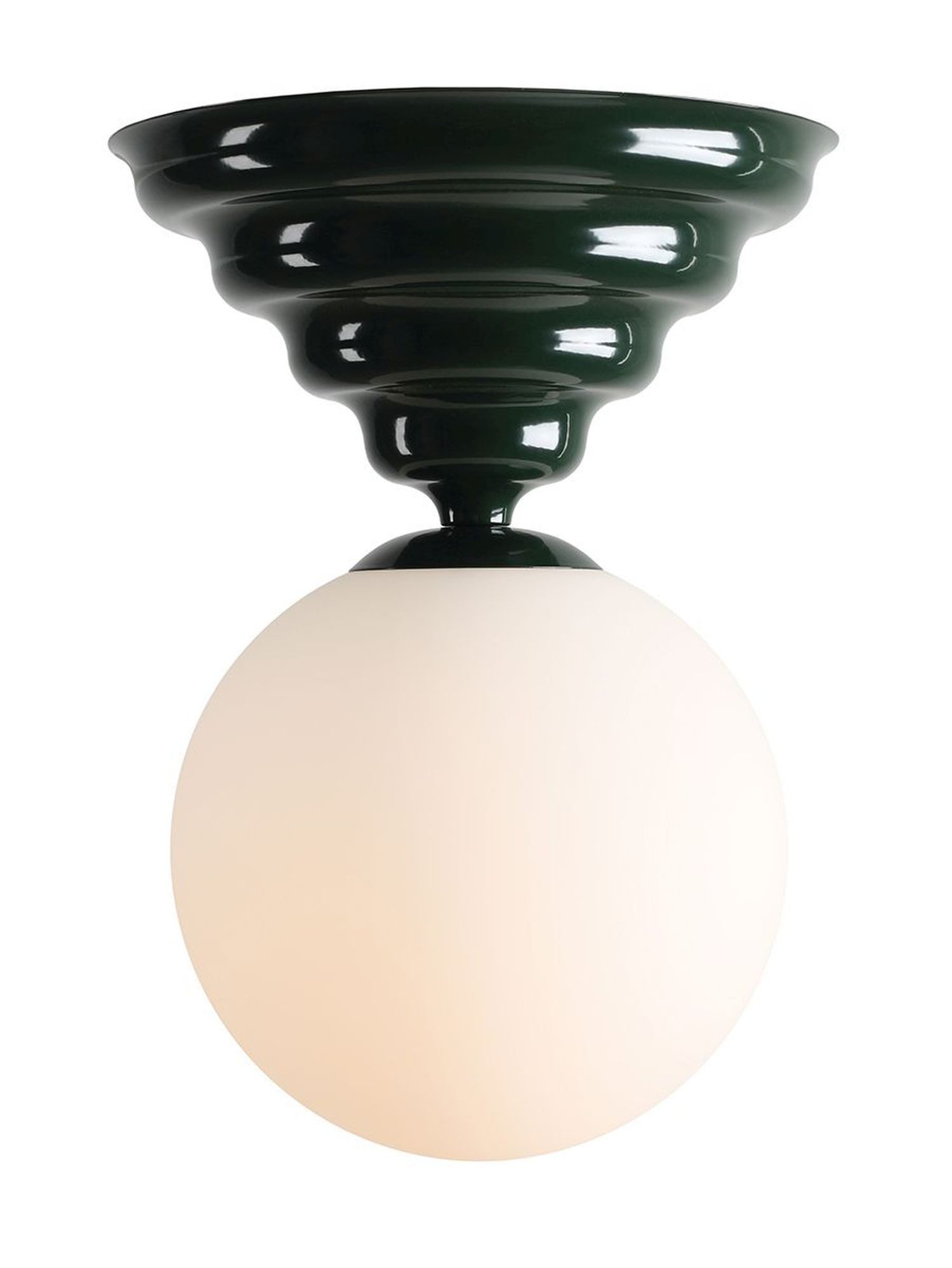Licht-Erlebnisse Deckenleuchte NAREN, Glas Metall rund D: 29 cm Grün Weiß E27 Kugel Schirm Modern
