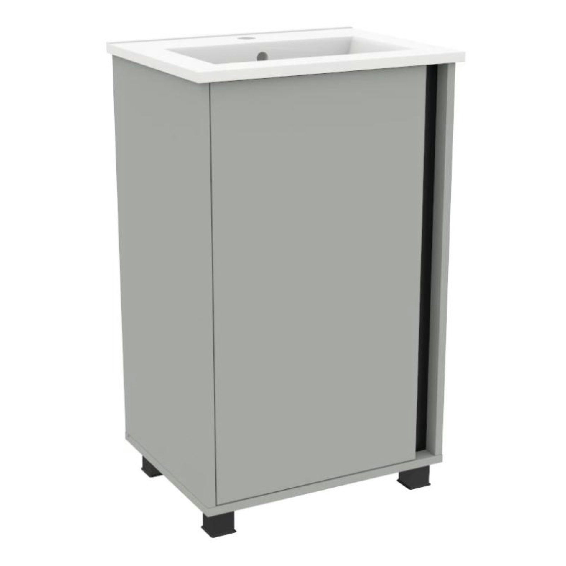 BADEDU Badmöbel-Set Gäste-WC-Set, Waschtisch mit Unterschrank, Keramikwaschbecken