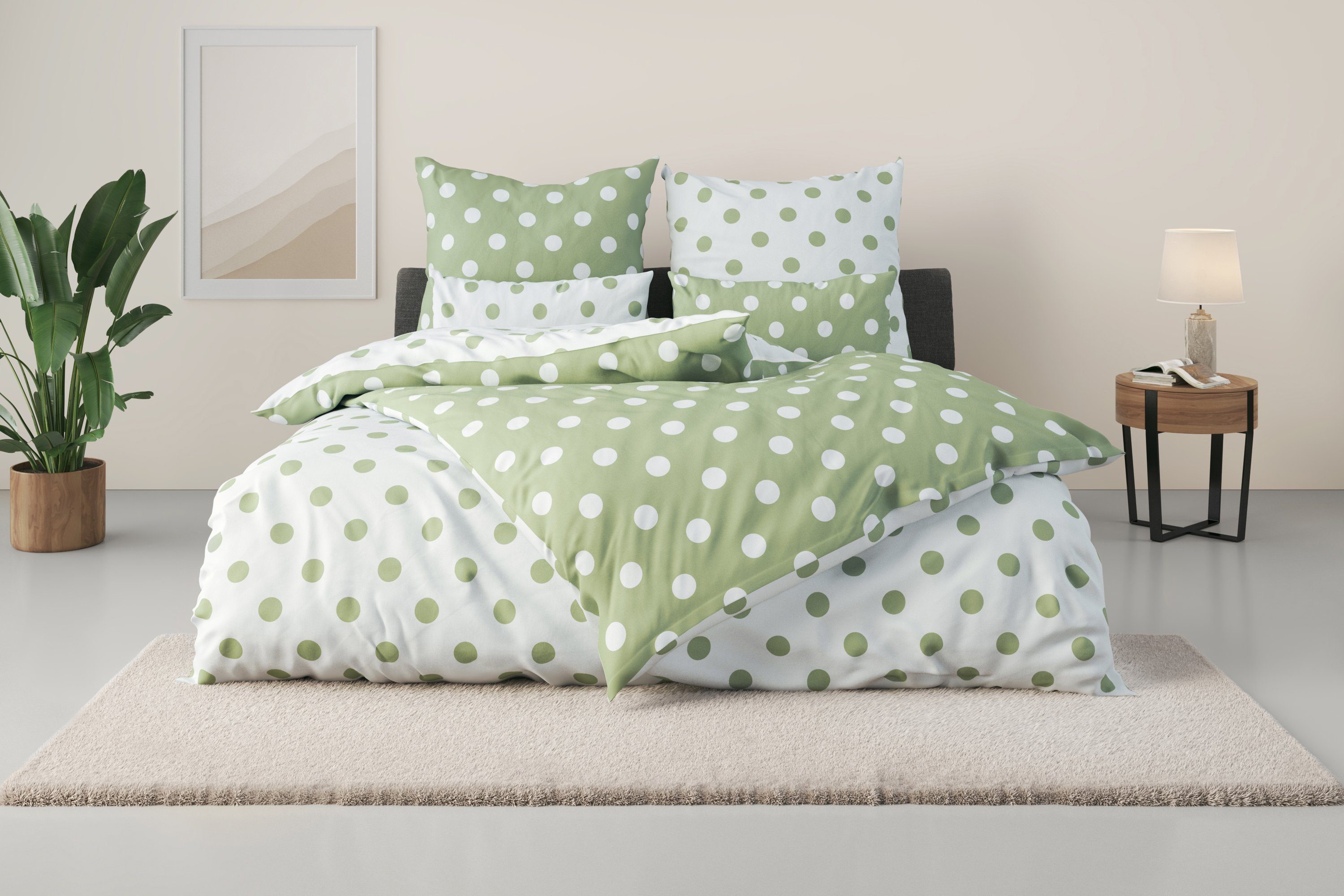 OTTO home Wendebettwäsche Dots, Polycotton recycelt, 2 teilig, ab Größe 135 günstig online kaufen