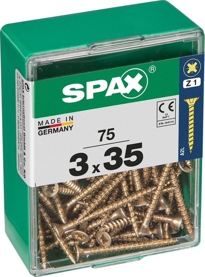 - Holzbauschraube Stk. SPAX mm Universalschrauben 1 35 75 Spax x 3.0 PZ