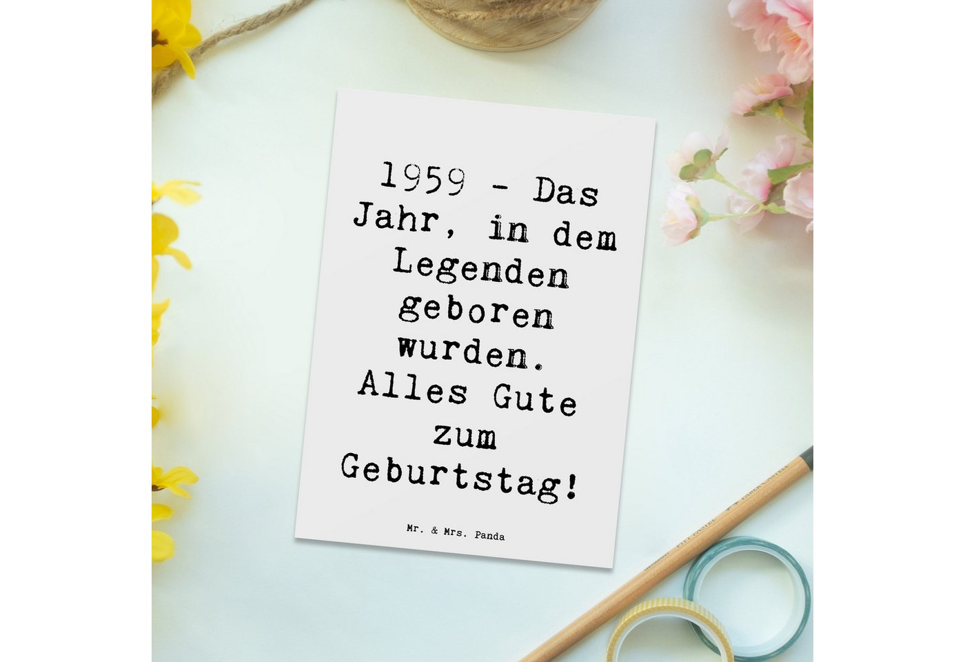 Thumbnail - Mr. & Mrs. Panda Postkarte Spruch 1959 Geburtstag - Weiß - Geschenk, legendäres Jahr 1959, Gebur