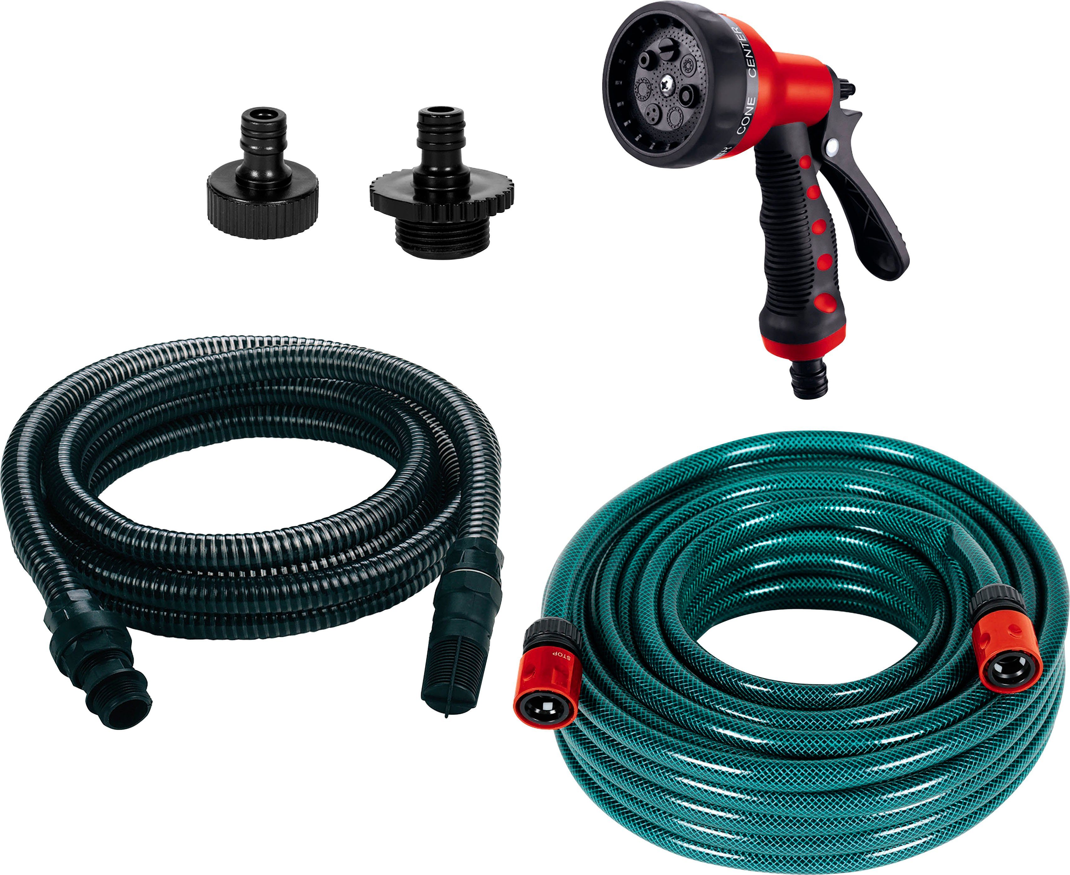 Einhell Saugschlauch Saug- & Druck (OFP), (Set), 7-teilig, 4m Saugschlauch, 20m Gartenschlauch inkl. Adaptern