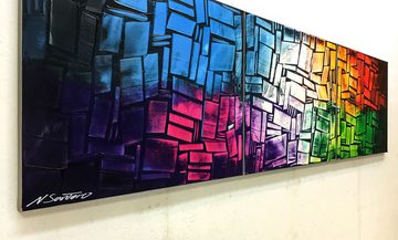 WandbilderXXL XXL-Wandbild Colorful Feelings 210 x 60 cm, Abstraktes Gemälde, handgemaltes Unikat