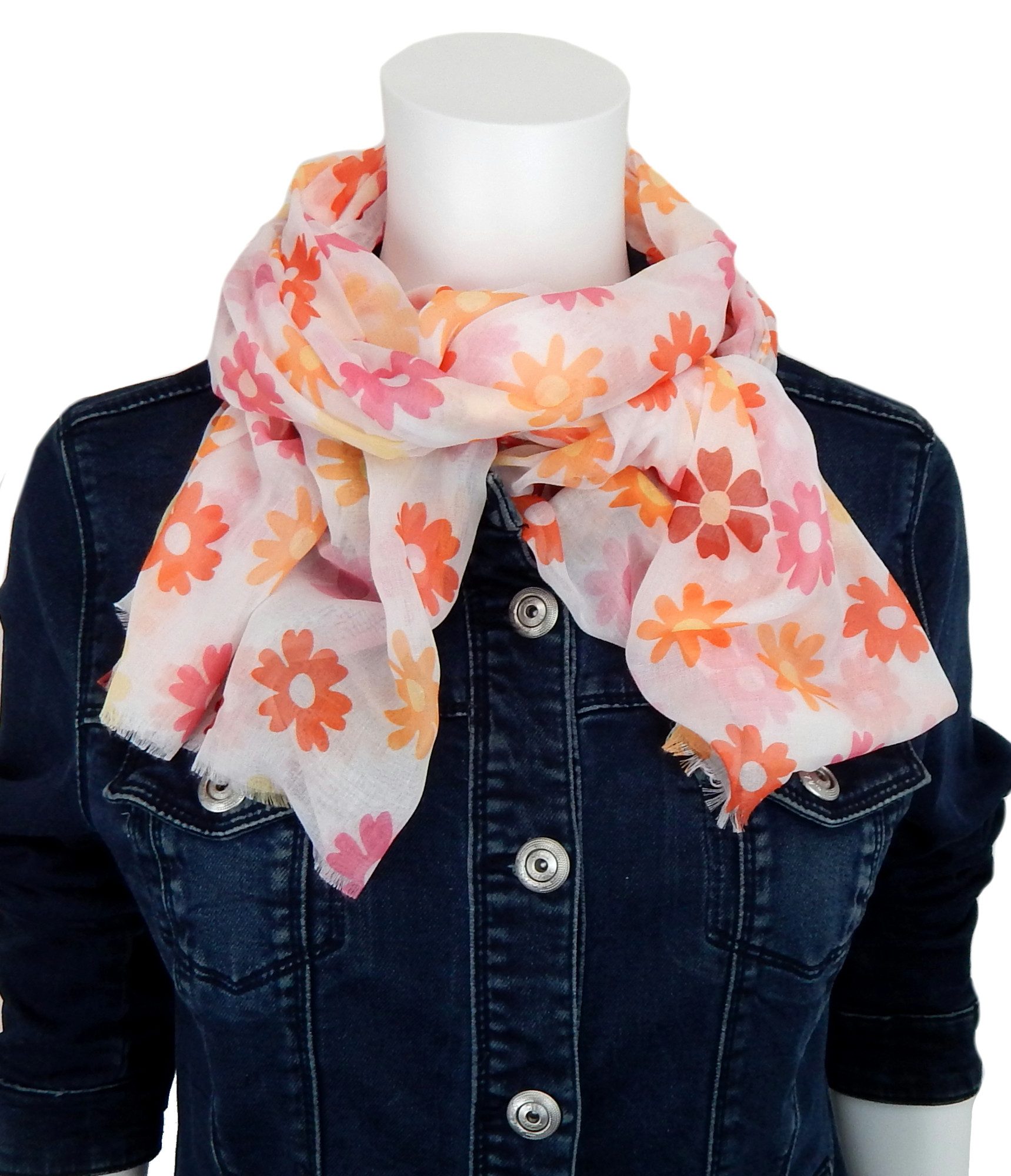Ella Jonte Modeschal, leichter Sommerschal weiß bunt mit Blumen 100% Viskos günstig online kaufen