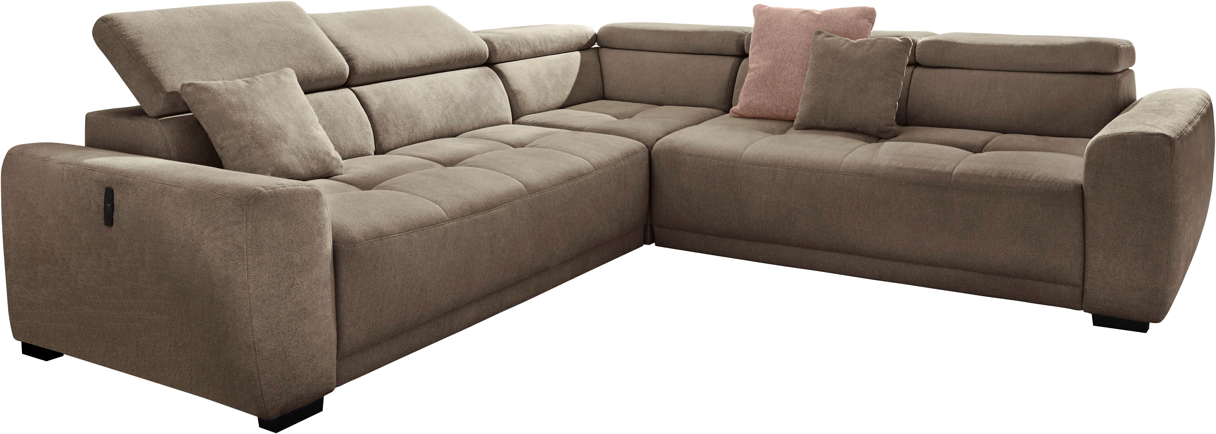 Jockenhöfer Gruppe Wohnlandschaft Monza L-Form, B: 292x292 cm, mit 30 cm elektr. Sitztiefenverstellung, 140kg Belastbarkeit je Sitz, Kopfteilverstellung & USB-Anschluss