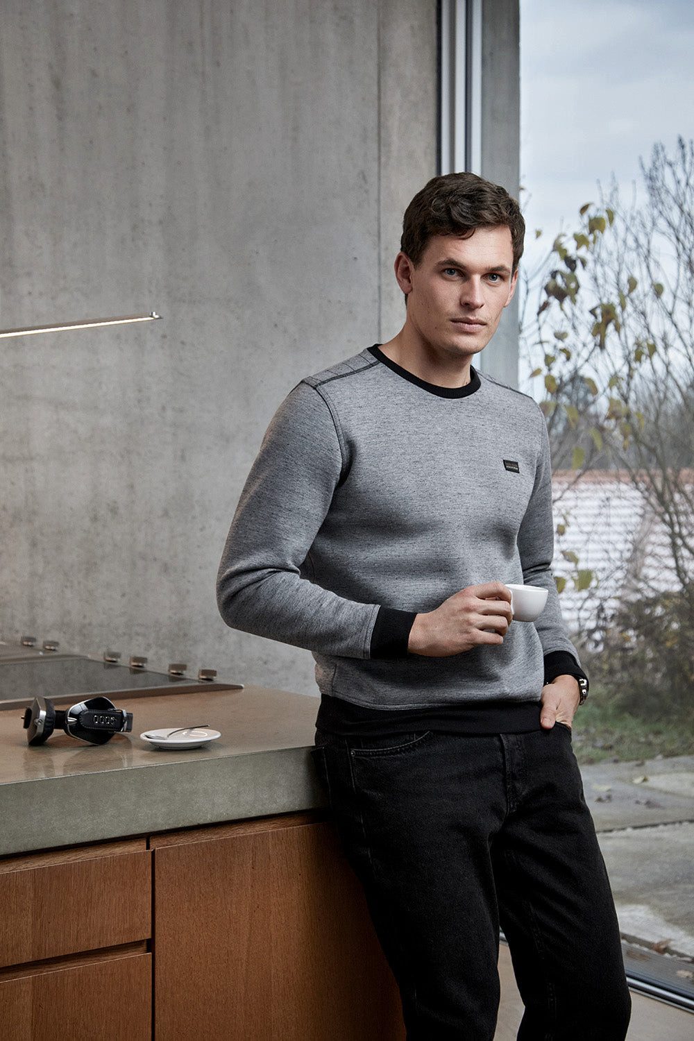 Hajo Sweatshirt Rundhalssweatshirt in Mouline